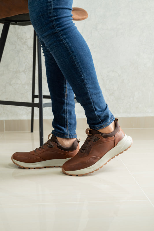 TENIS PARA HOMBRE EN CUERO CREMA | REF VALMONTI