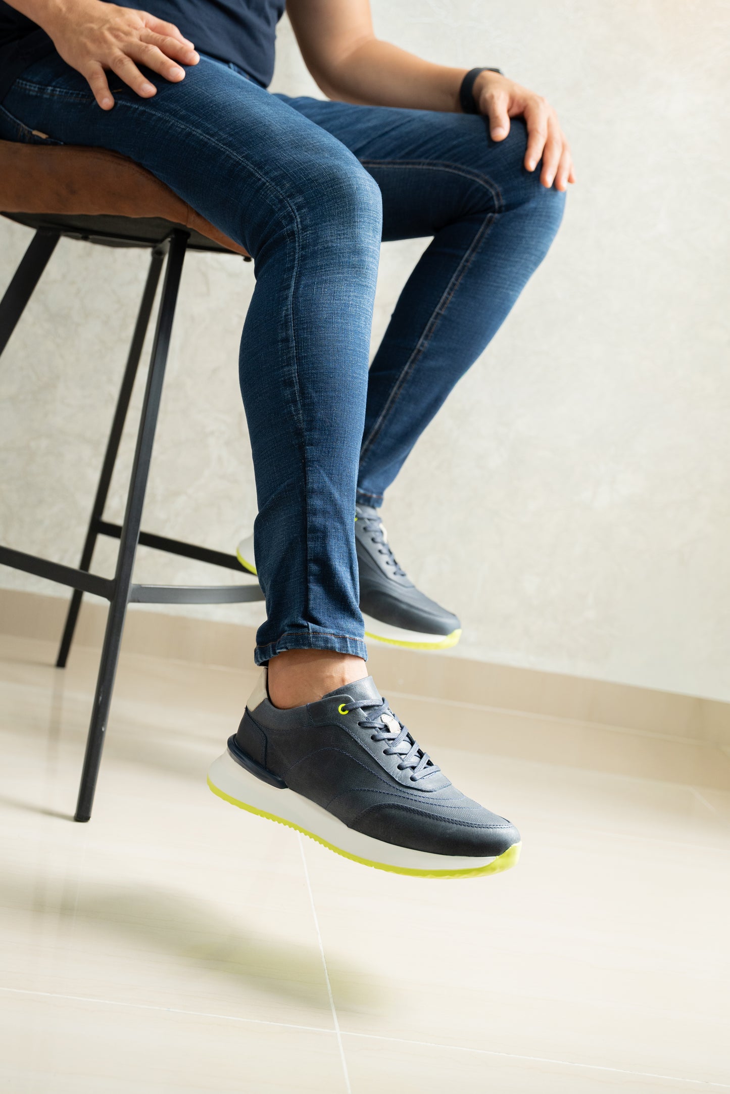 TENIS PARA HOMBRE EN CUERO AZUL X VERDE | REF PARIS