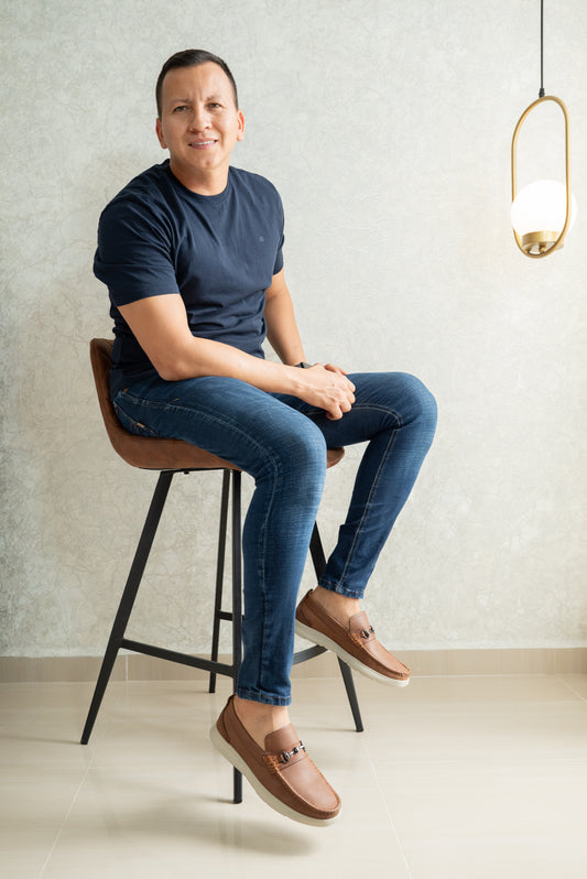 MOCASIN PARA HOMBRE EN CUERO MIEL | REF KRABI