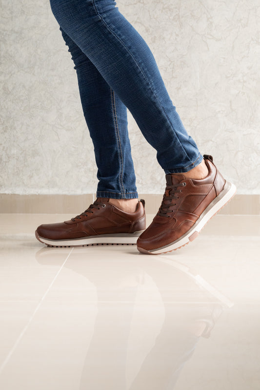 TENIS EN CUERO MIEL PARA HOMBRE | REF OPORTO