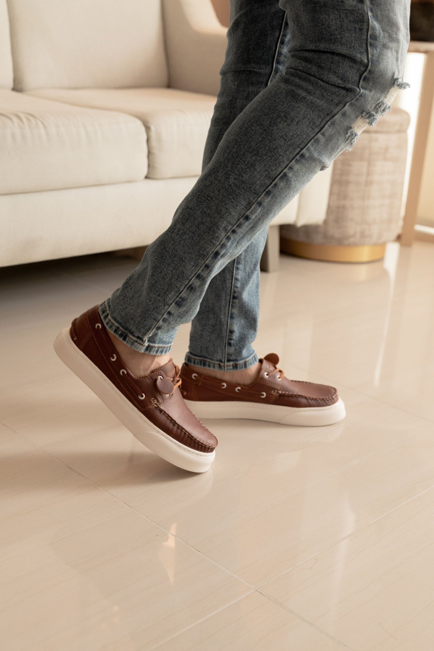 ZAPATO APACHE FEDERICO II DE CUERO MIEL PARA HOMBRE / REF: 02