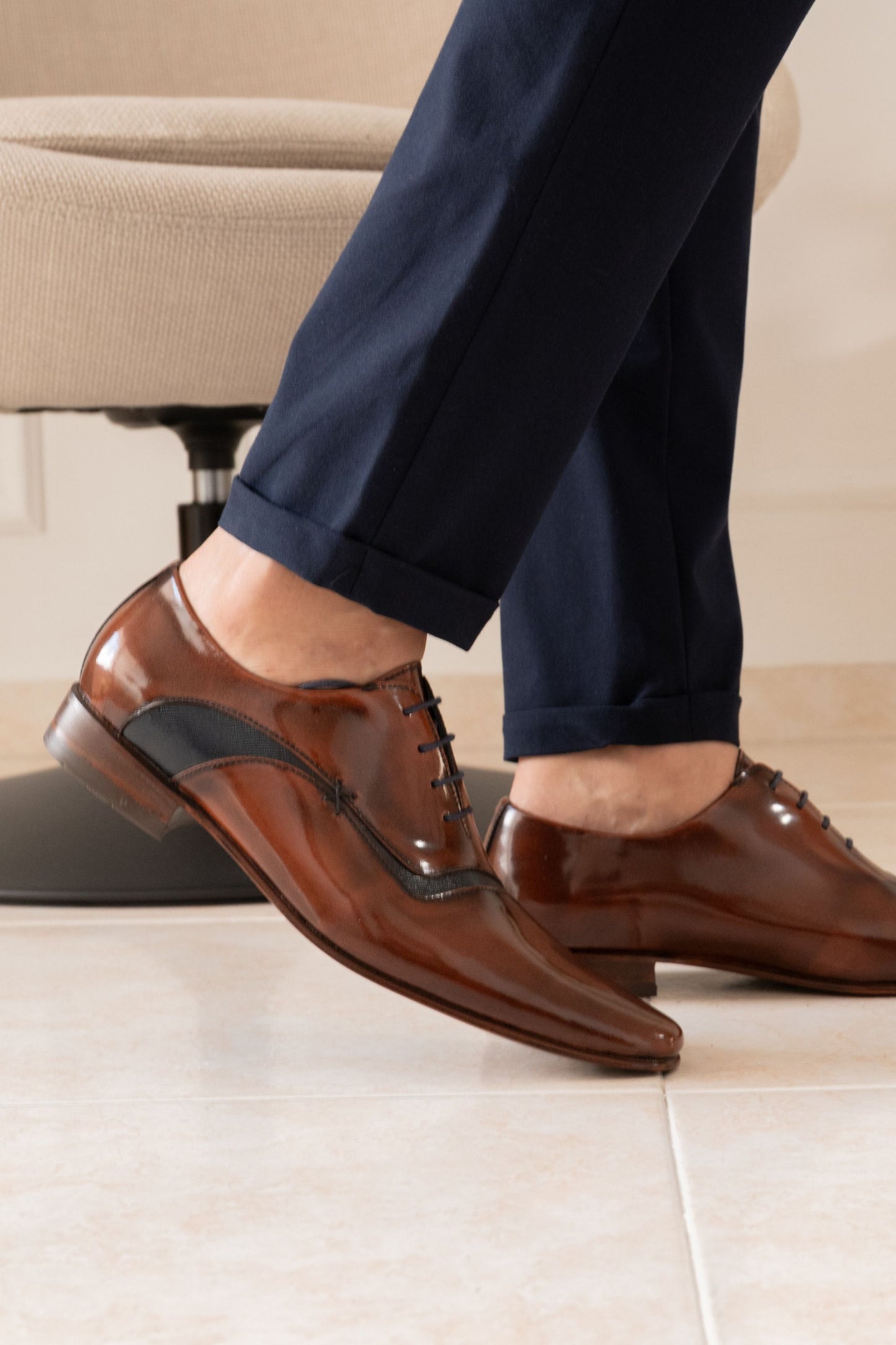 ZAPATO ELEGANTE EN CUERO CAFE PARA HOMBRE REF: NAPOLES 6072