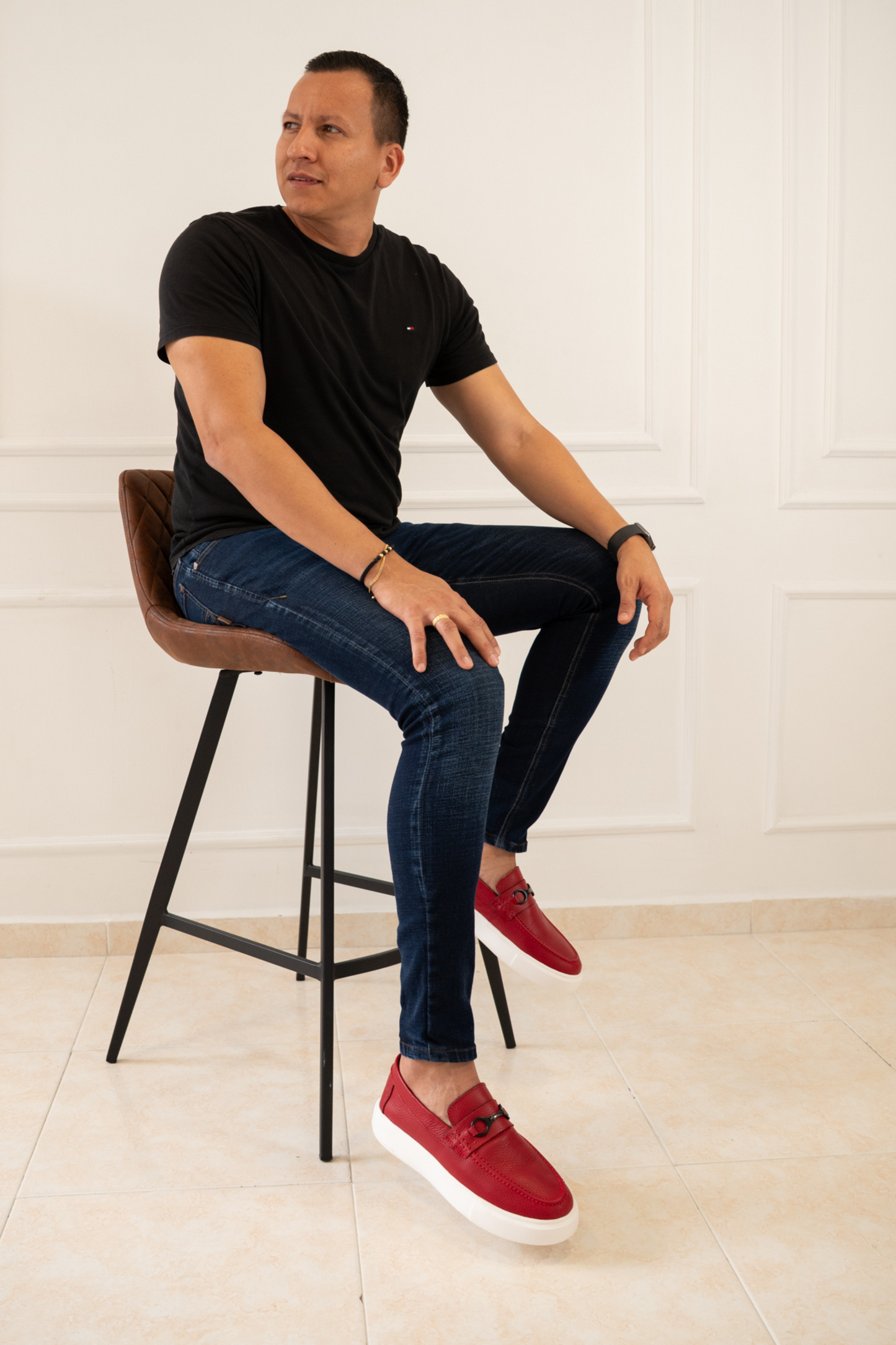 MOCASINES PARA HOMBRE EN CUERO COLOR ROJO / REF: FLOTER BENEVENTO
