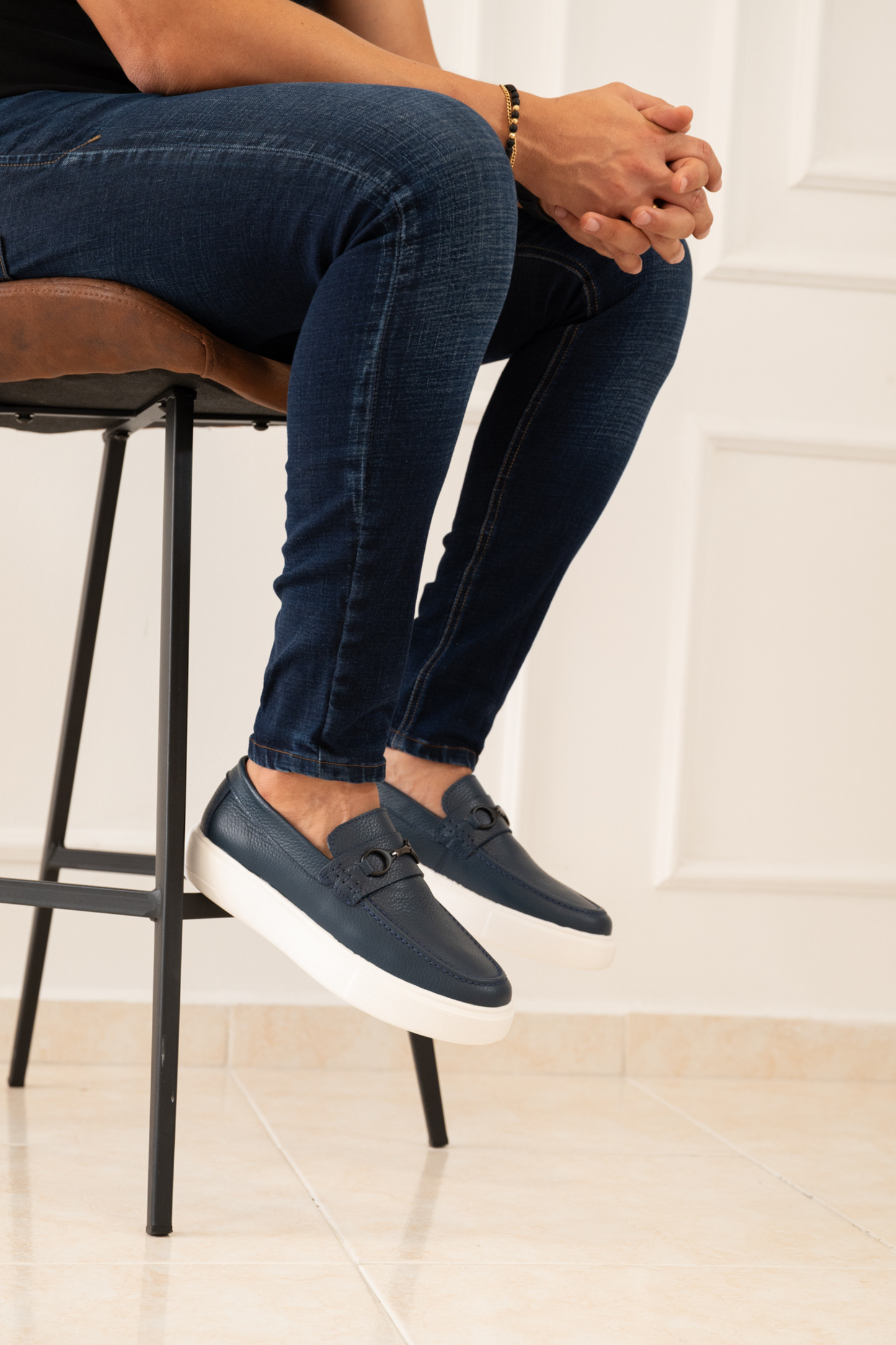 MOCASINES PARA HOMBRE EN CUERO COLOR AZUL / REF: FLOTER BENEVENTO