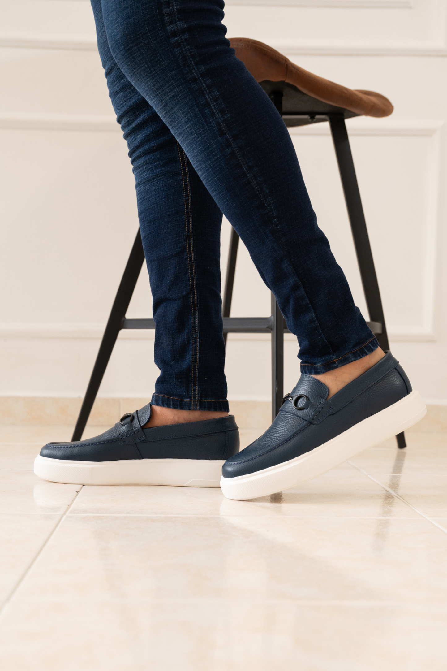 MOCASINES PARA HOMBRE EN CUERO COLOR AZUL / REF: FLOTER BENEVENTO