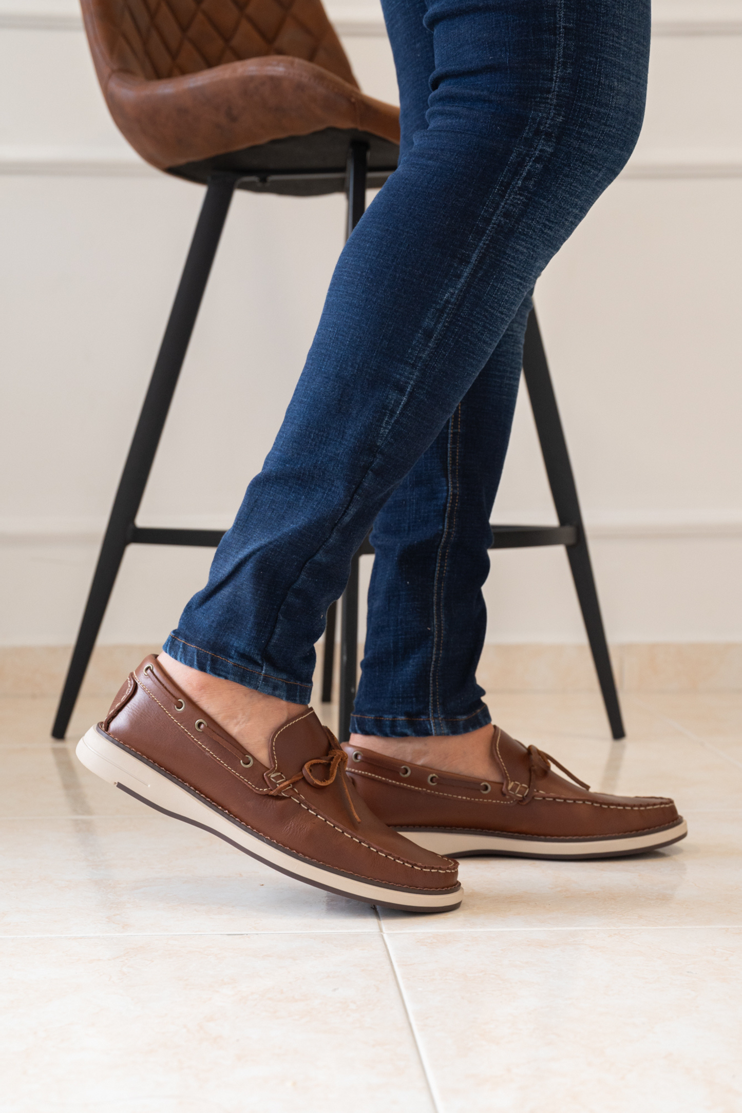 MOCASINES PARA HOMBRE EN CUERO COLOR COÑAC REF: 446 NOVARA