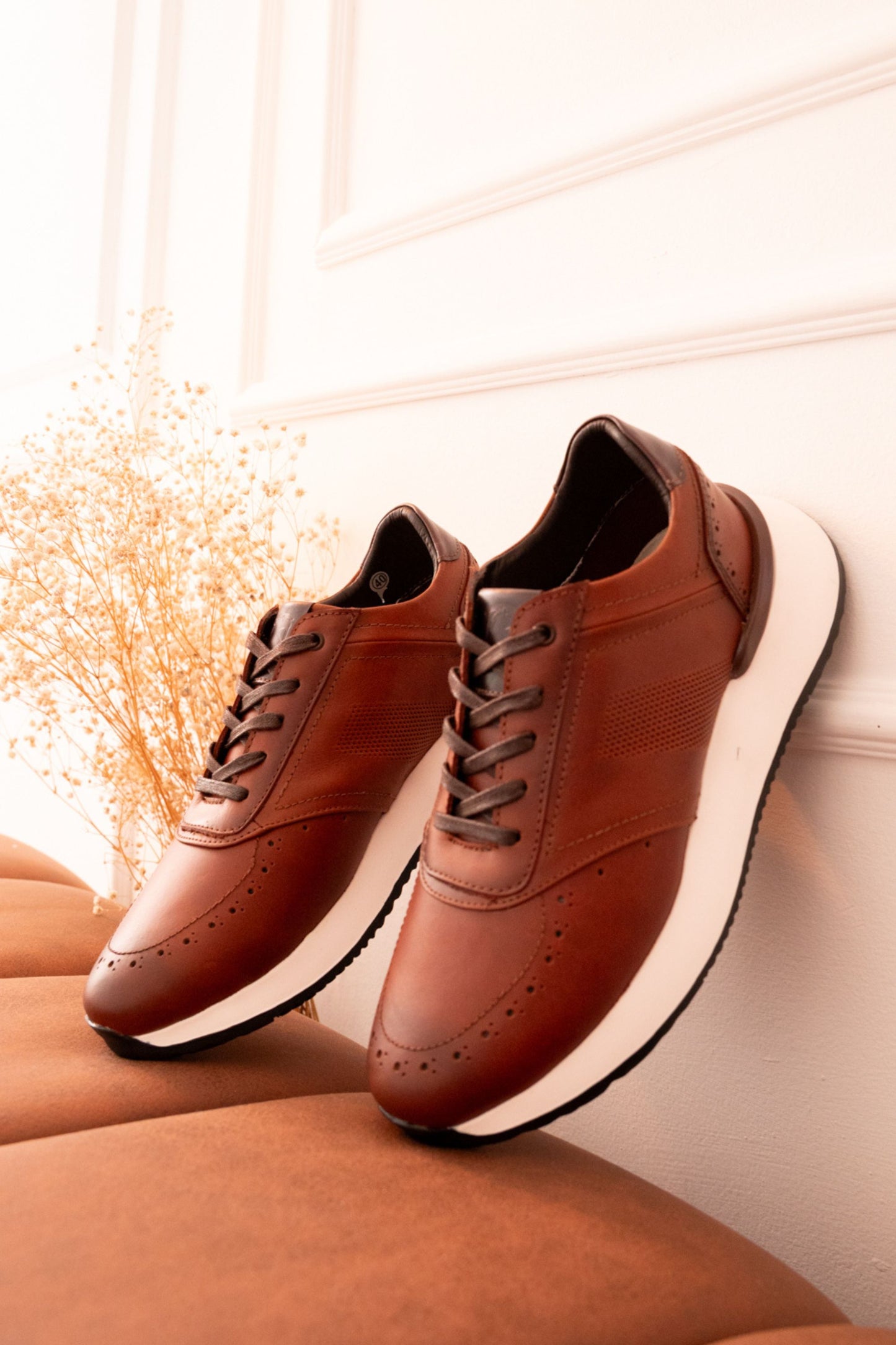 TENIS EN CUERO PARA HOMBRE COLOR MIEL DIFUMINADO REF: D 16 AMSTERDAM