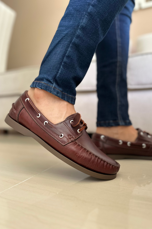 MOCASINES EN CUERO  PARA HOMBRE REF: ANDREW 731 CAFE