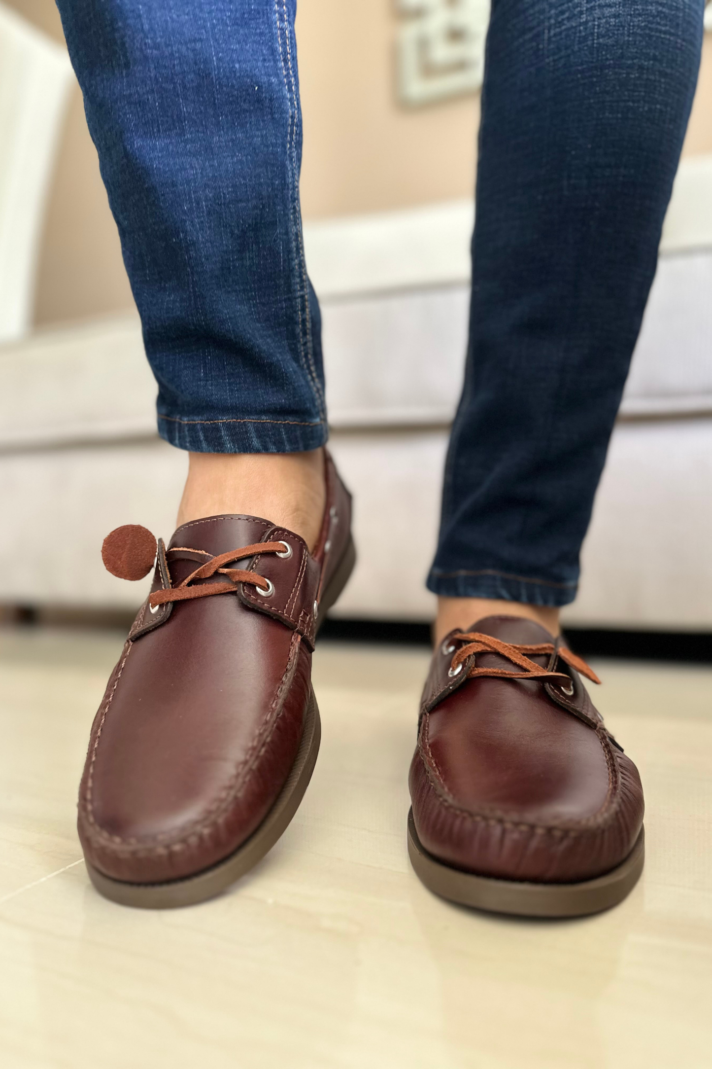 MOCASINES EN CUERO  PARA HOMBRE REF: ANDREW 731 CAFE