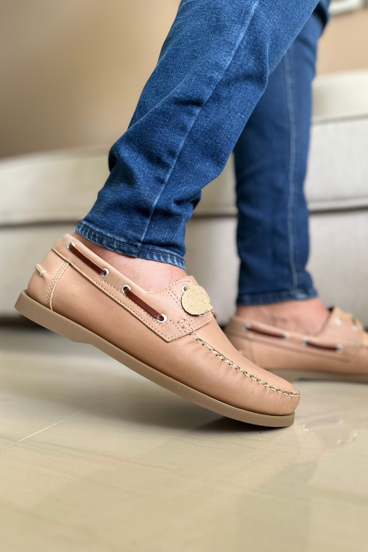 MOCASINES EN CUERO  PARA HOMBRE REF: ANDREW 731 CUERO NATURAL