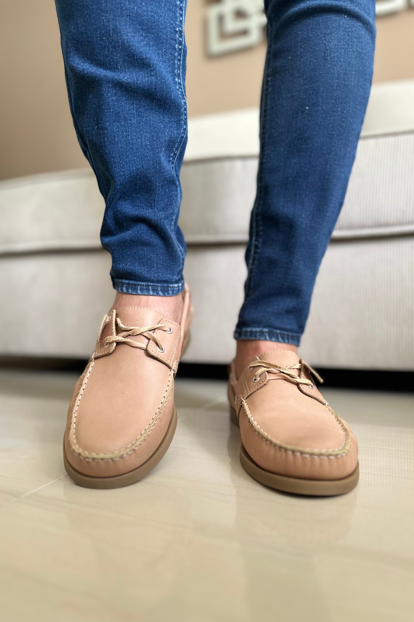 MOCASINES EN CUERO  PARA HOMBRE REF: ANDREW 731 CUERO NATURAL
