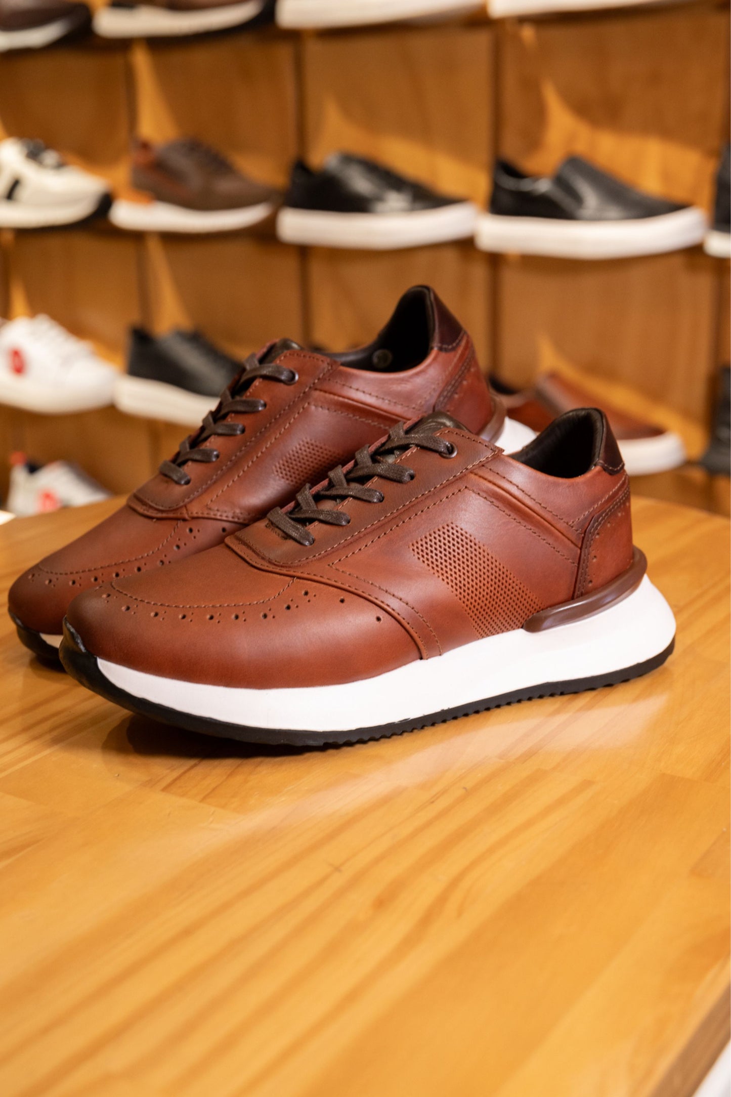 TENIS EN CUERO PARA HOMBRE COLOR MIEL DIFUMINADO REF: D 16 AMSTERDAM