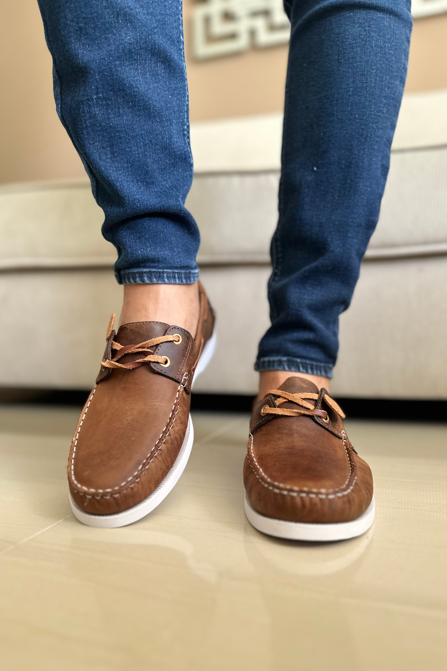 MOCASINES EN CUERO  PARA HOMBRE REF: ANDREW 731 HOJA SECA