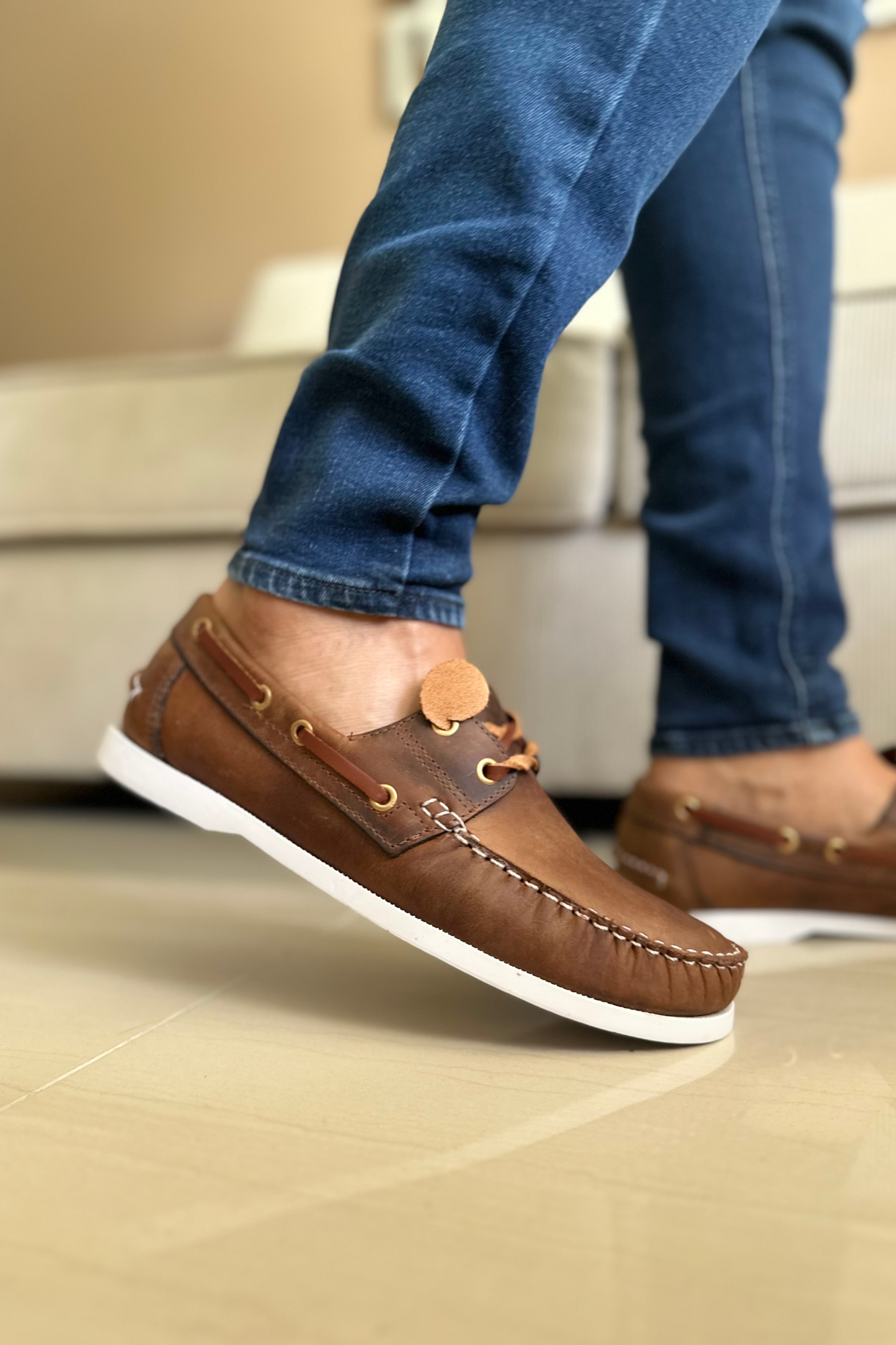 MOCASINES EN CUERO  PARA HOMBRE REF: ANDREW 731 HOJA SECA