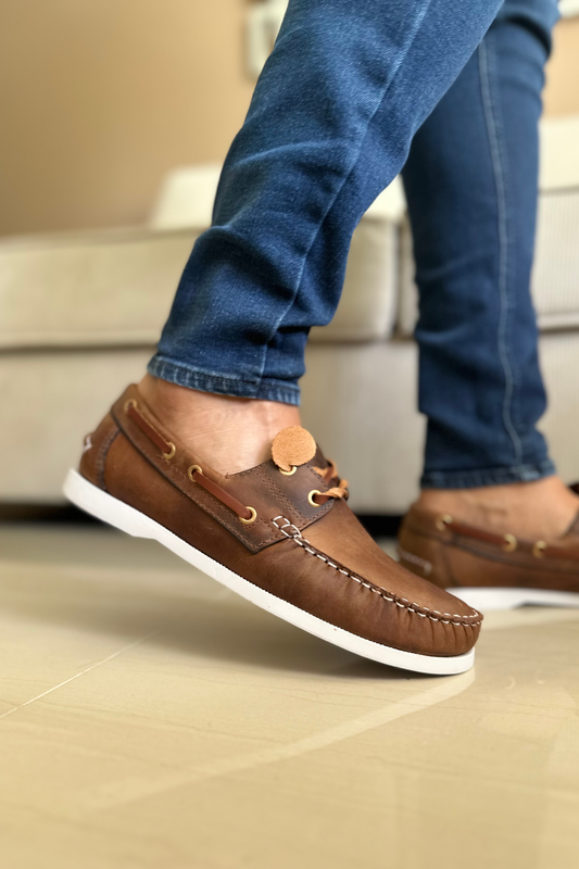 MOCASINES EN CUERO  PARA HOMBRE REF: ANDREW 731 HOJA SECA