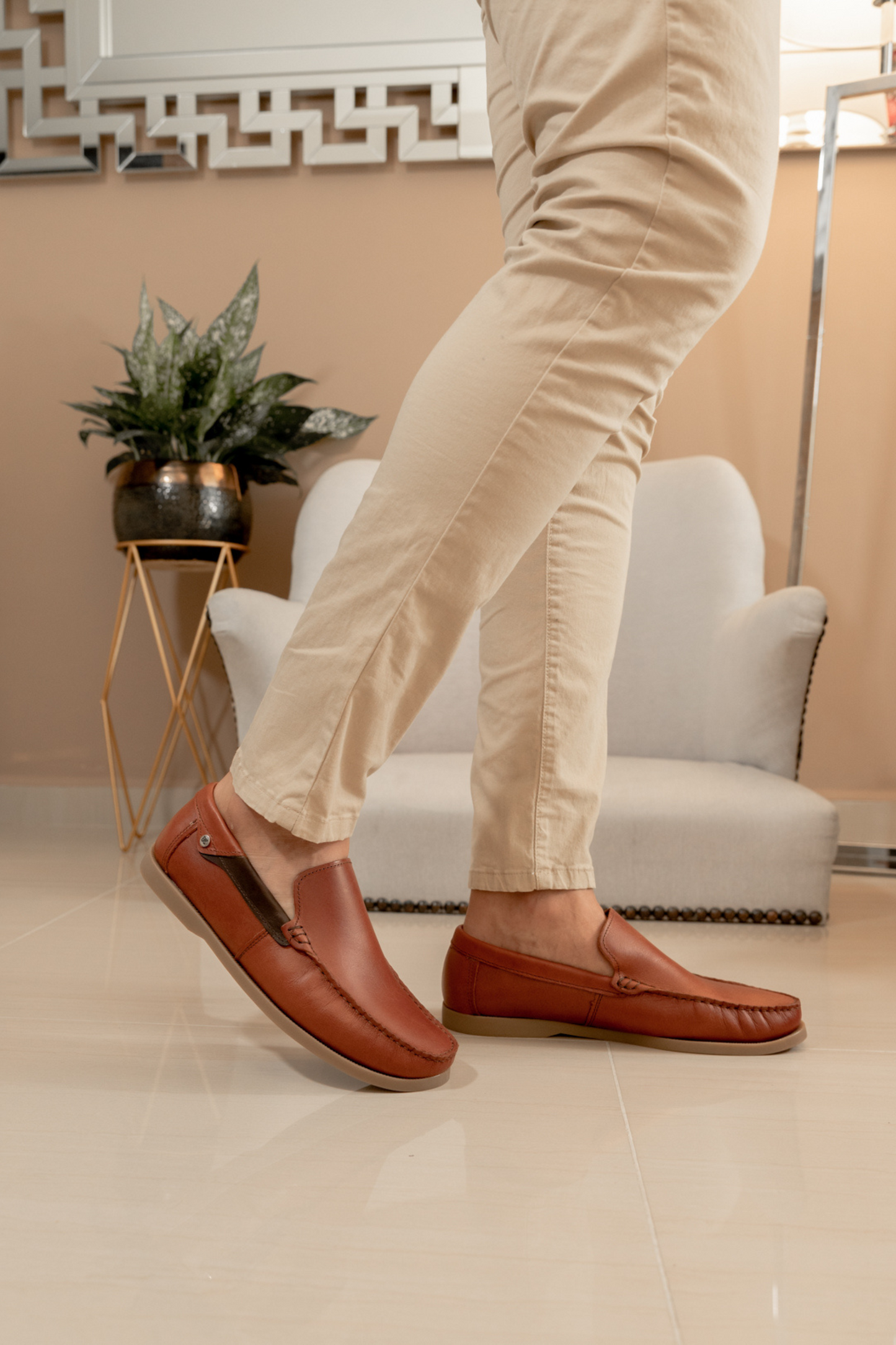 MOCASINES EN CUERO PARA HOMBRE REF: GINGER 032 MIEL X CAFE