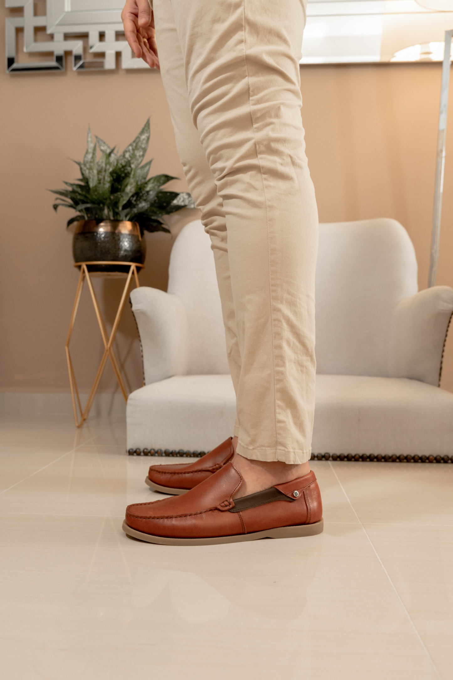 MOCASINES EN CUERO PARA HOMBRE REF: GINGER 032 MIEL X CAFE