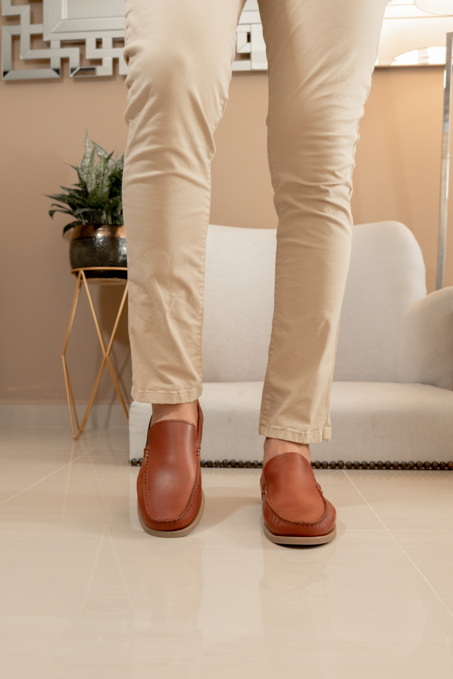 MOCASINES EN CUERO PARA HOMBRE REF: GINGER 032 MIEL X CAFE