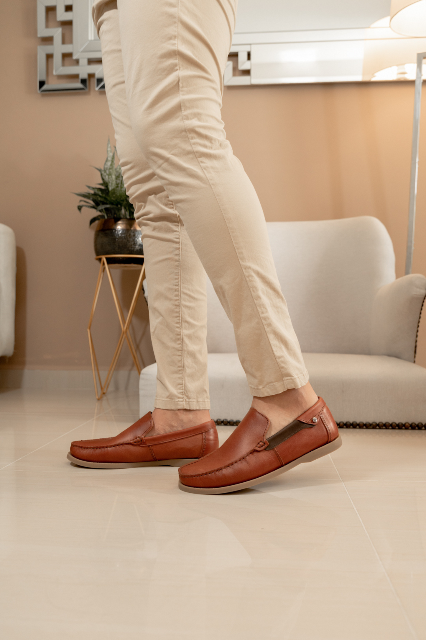 MOCASINES EN CUERO PARA HOMBRE REF: GINGER 032 MIEL X CAFE