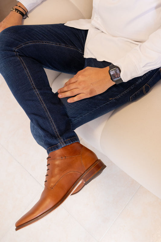 BOTIN ELEGANTE PARA HOMBRE EN CUERO MIEL | REF: ASCOLI