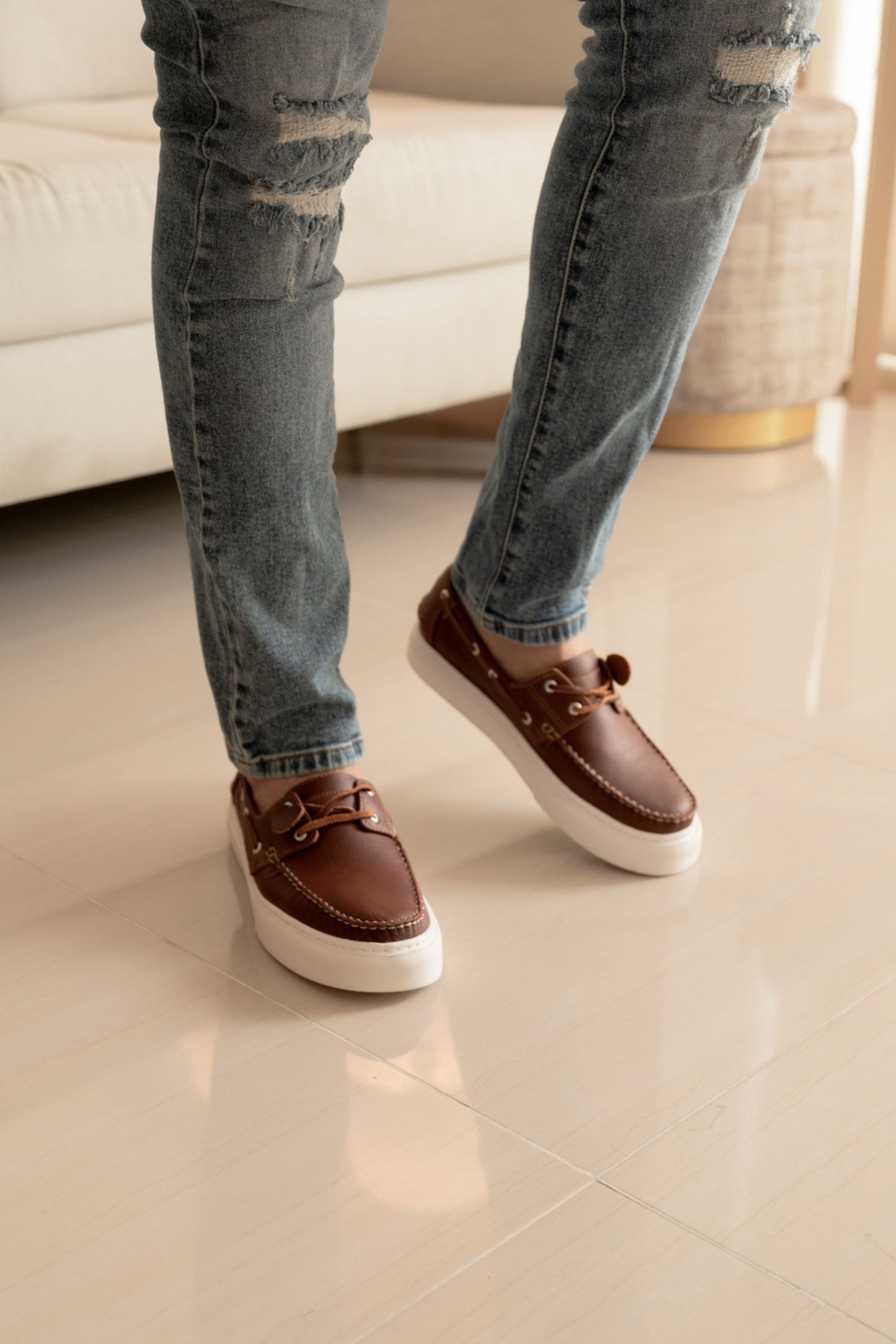 ZAPATO APACHE FEDERICO II DE CUERO MIEL PARA HOMBRE / REF: 02