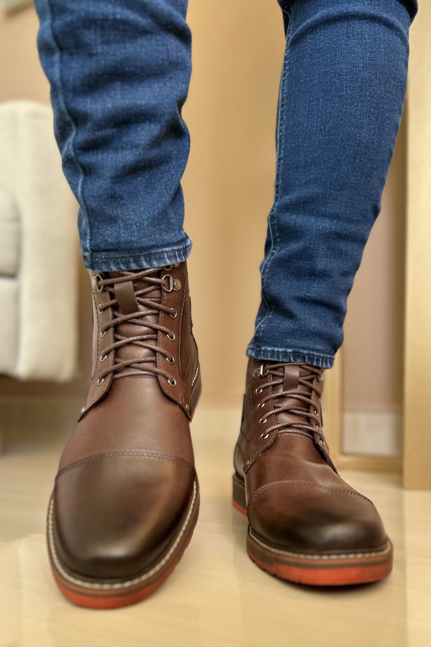 BOTAS PARA HOMBRE EN CUERO | SUNLAND CAFE X AZUL REF:VALLE CAFE