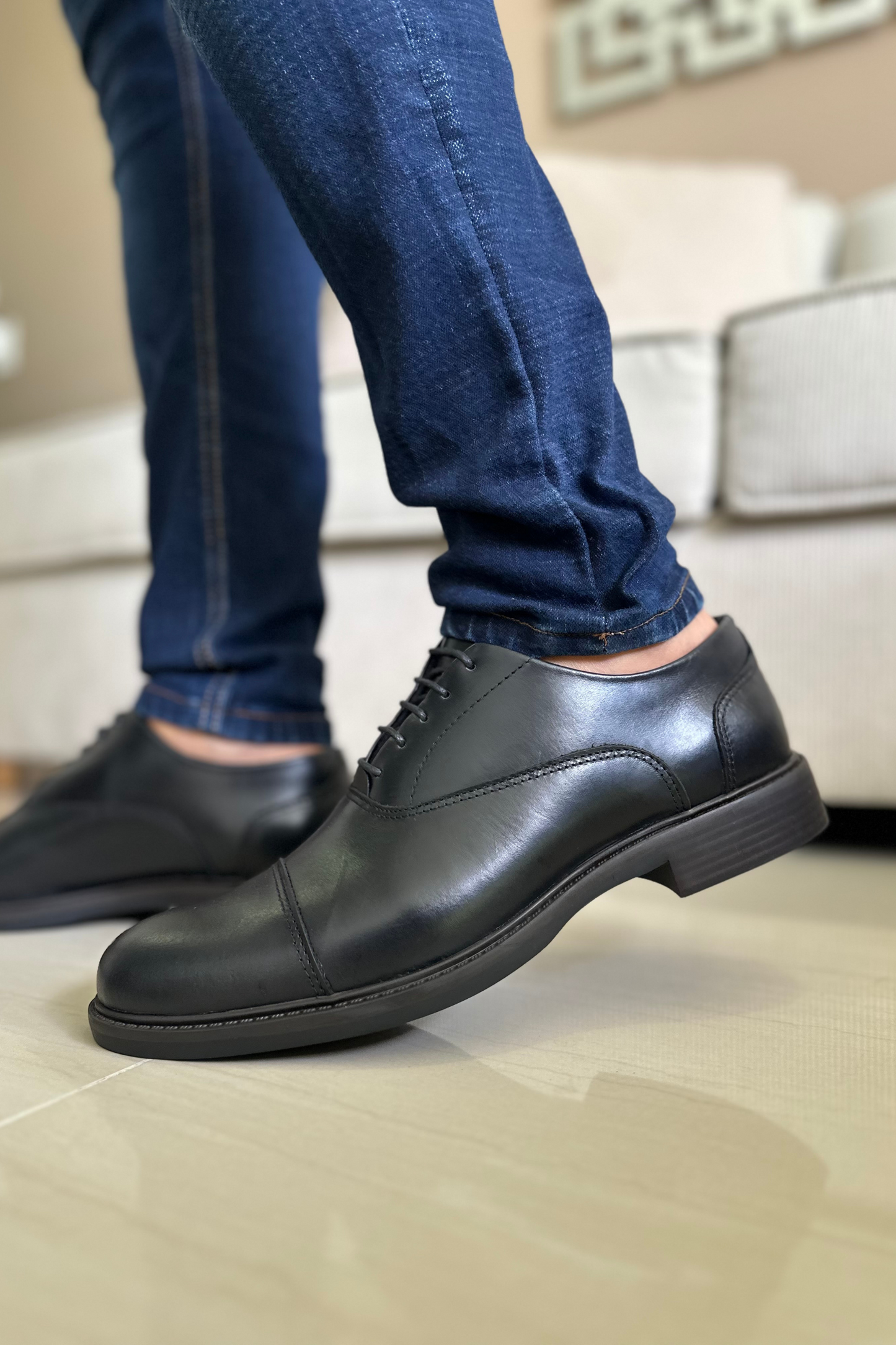 ZAPATOS PARA HOMBRE EN CUERO NEGRO REF: MARSELLA