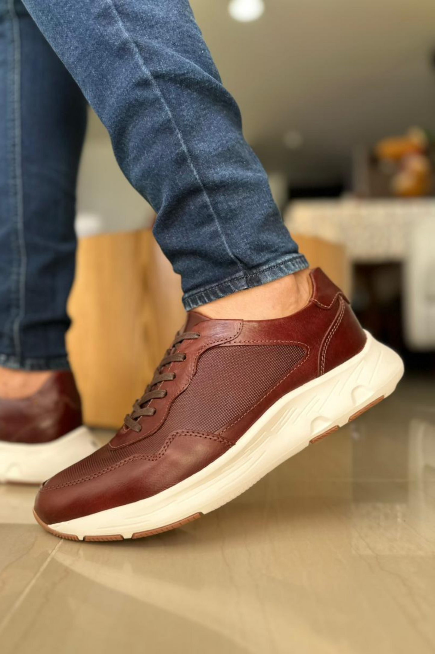 TENIS EN CUERO PARA HOMBRE COLOR COÑAC /REF: KENDRICK CNCRD