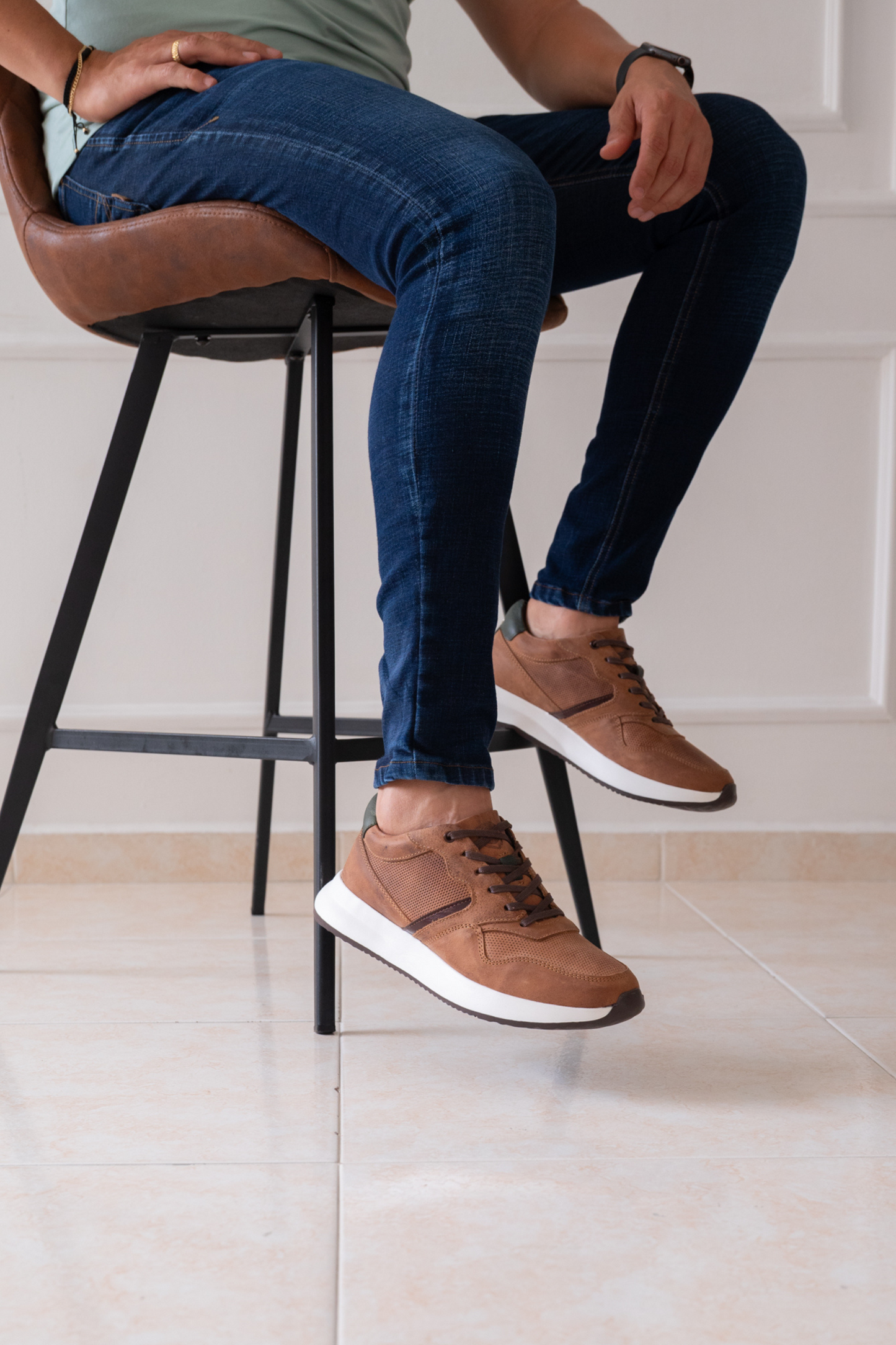 TENIS CUERO CREMA X CAFE PARA HOMBRE REF: 3211 VENECIA
