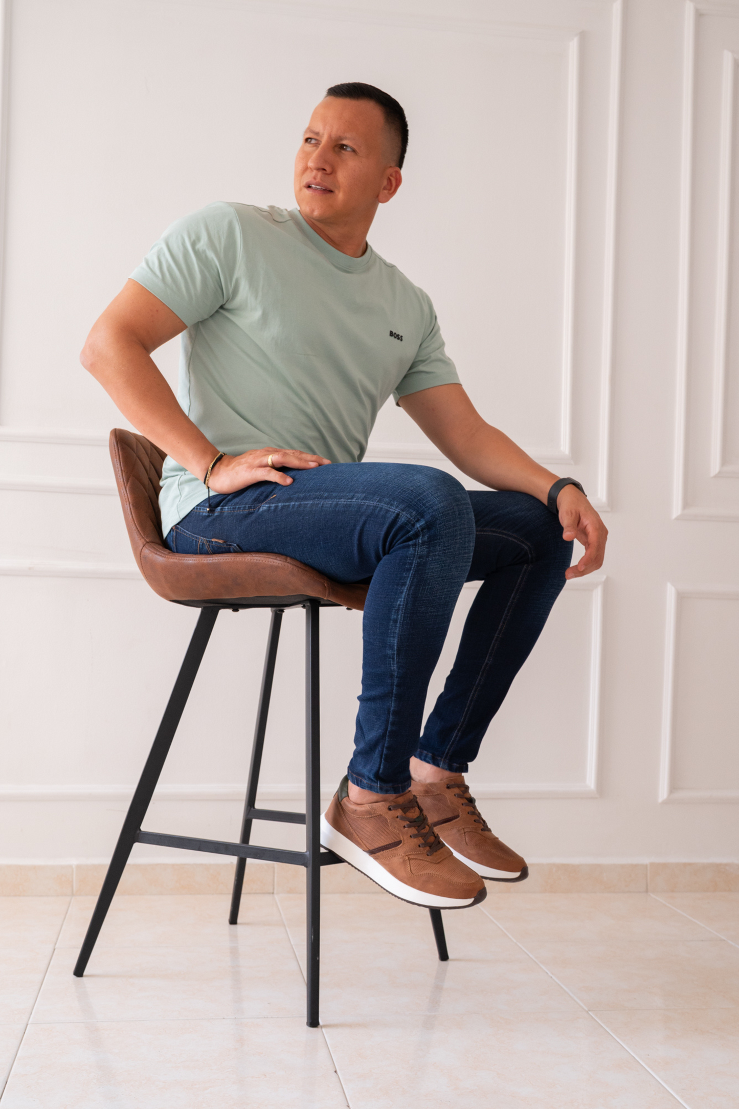 TENIS CUERO CREMA X CAFE PARA HOMBRE REF: 3211 VENECIA