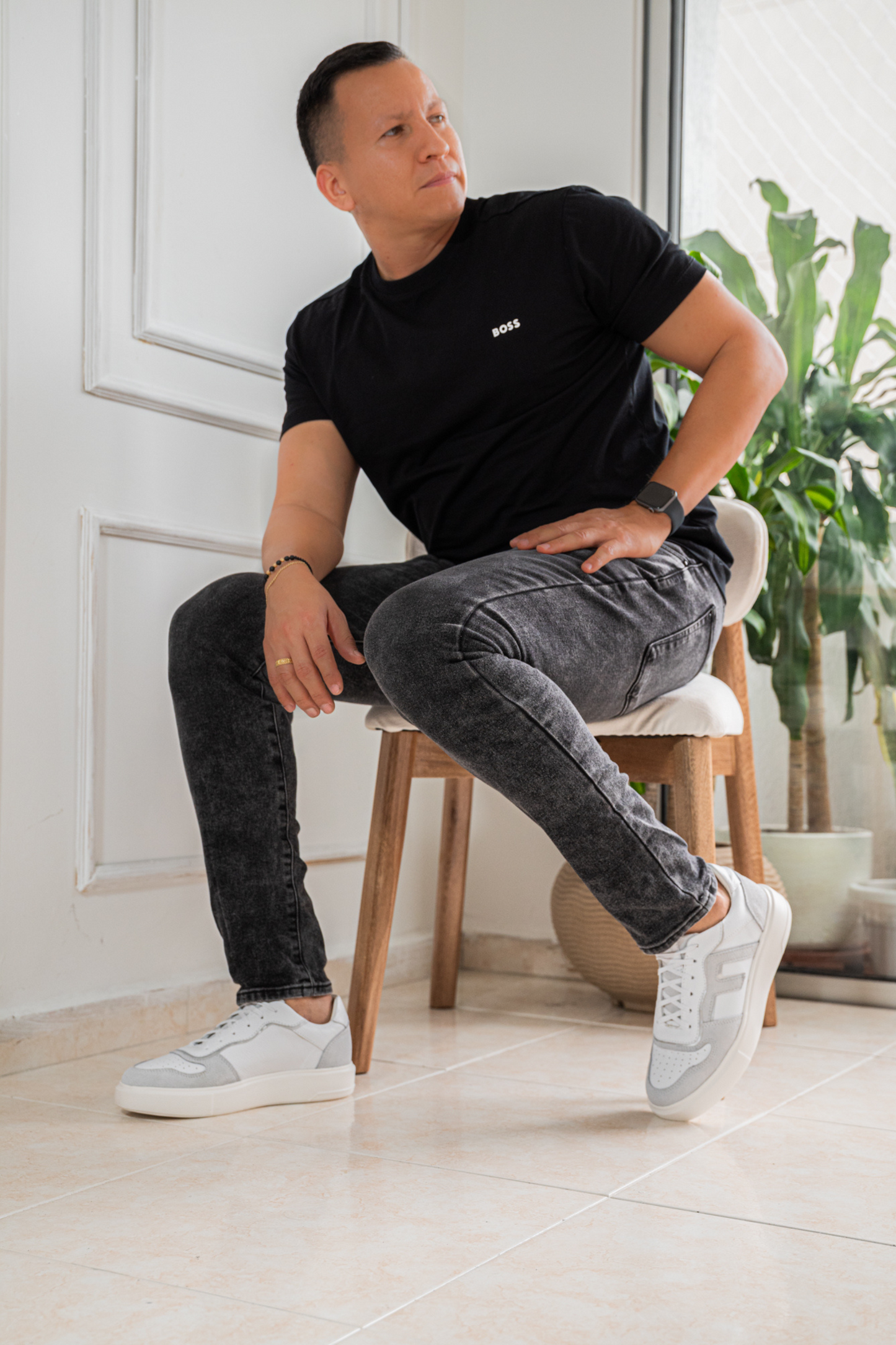 TENIS EN CUERO PARA HOMBRE COLOR BLANCO X GRIS REF: 616 PARMA
