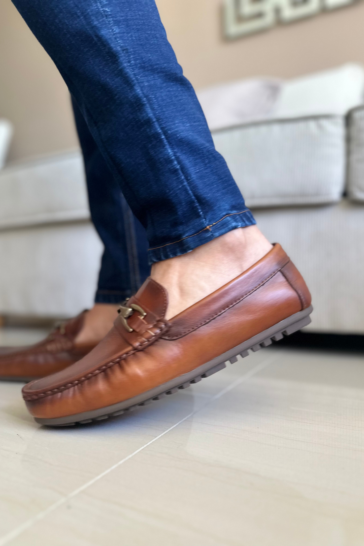 MOCASINES PARA HOMBRE EN CUERO MIEL REF: BRENTFORD