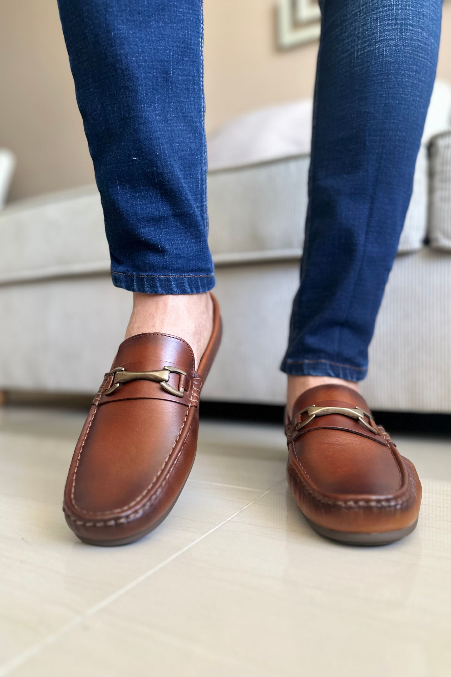 MOCASINES PARA HOMBRE EN CUERO MIEL REF: BRENTFORD
