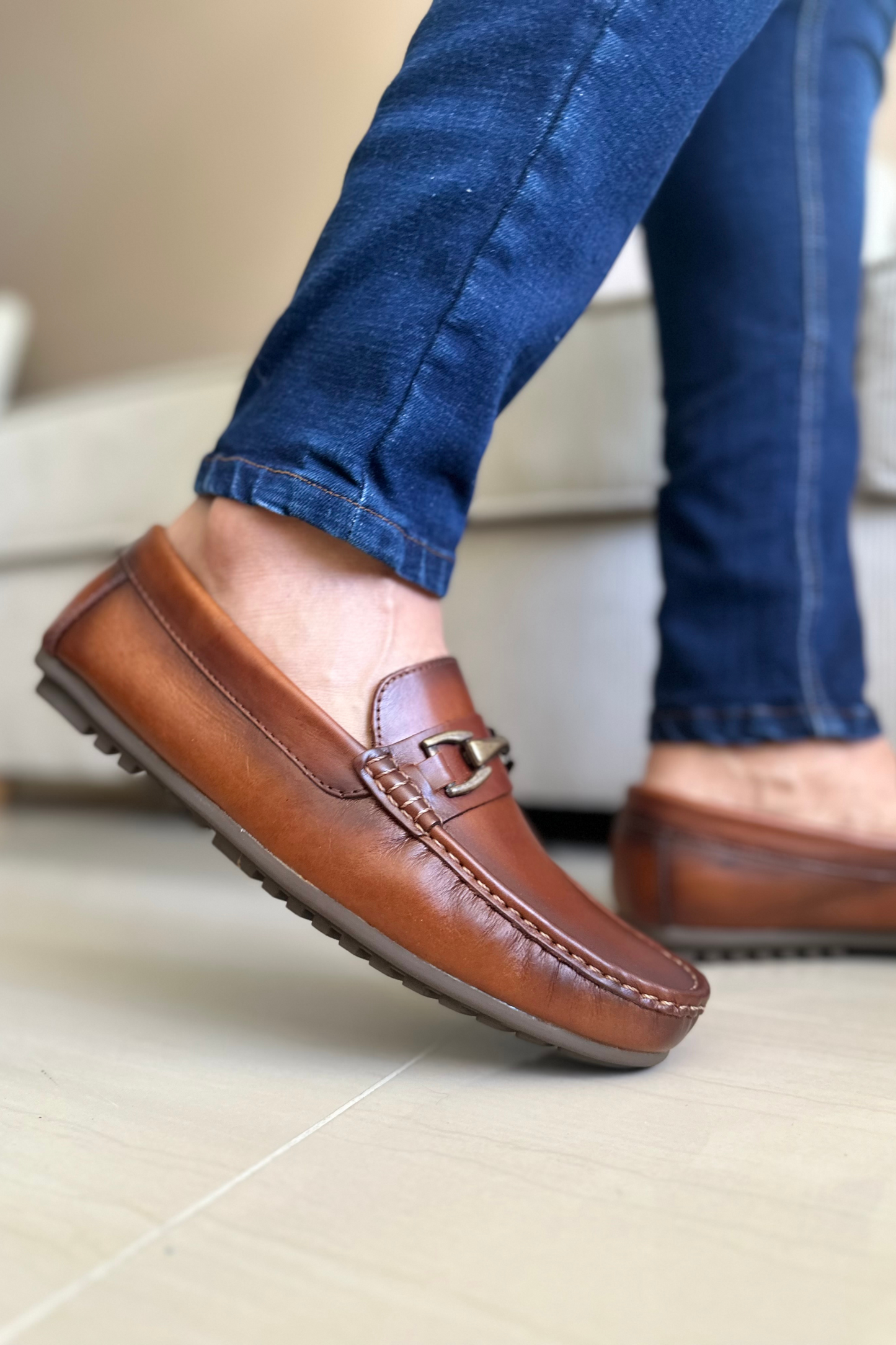 MOCASINES PARA HOMBRE EN CUERO MIEL REF: BRENTFORD