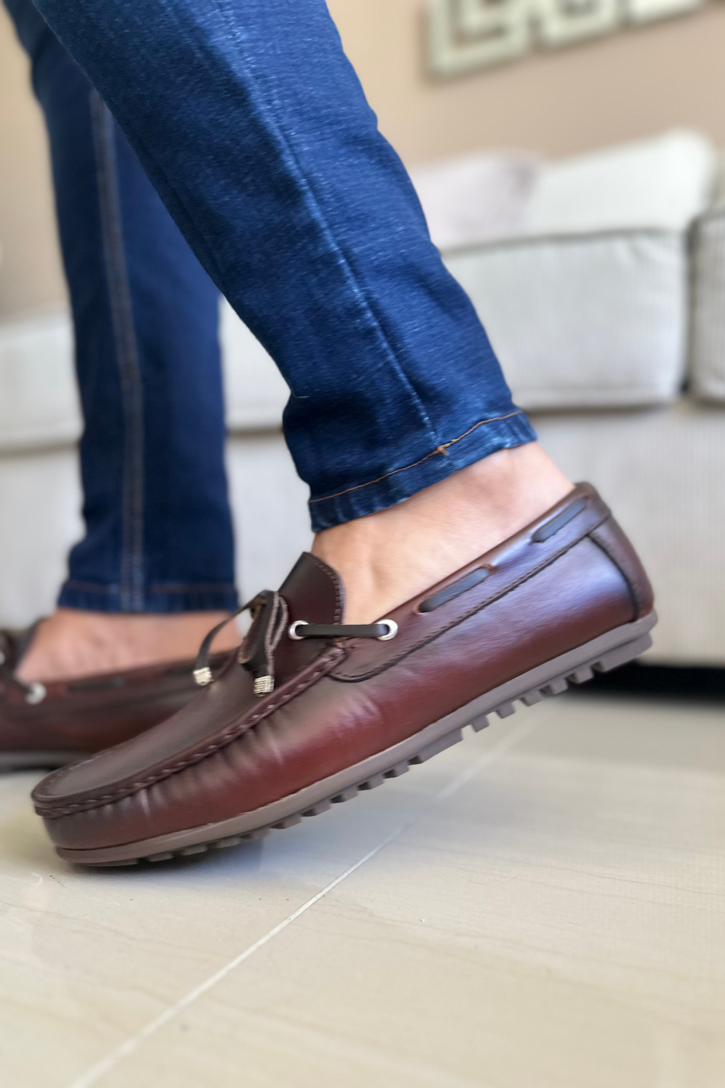 MOCASINES PARA HOMBRE EN CUERO COÑAC REF: TIBANA
