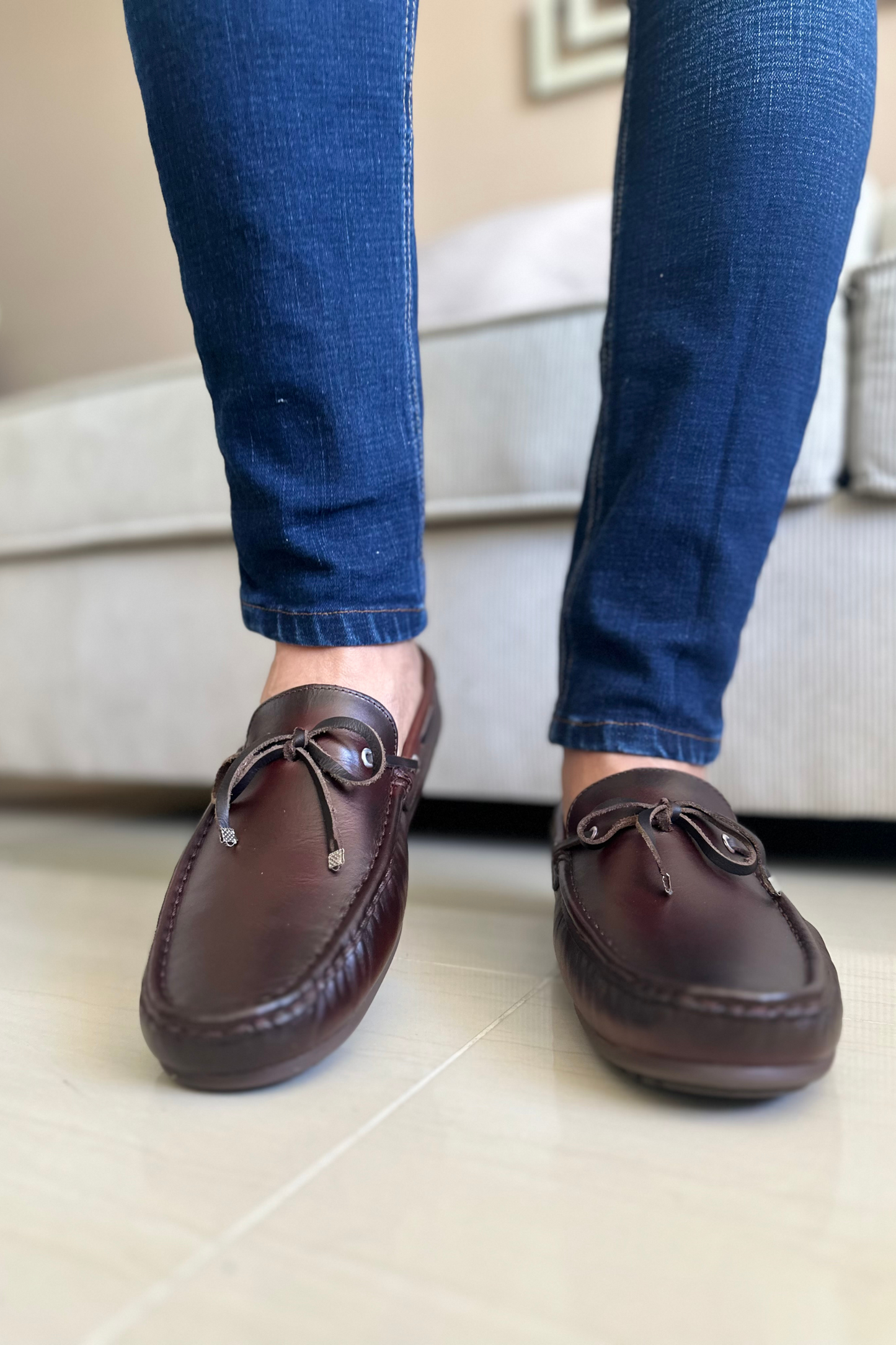 MOCASINES PARA HOMBRE EN CUERO COÑAC REF: TIBANA