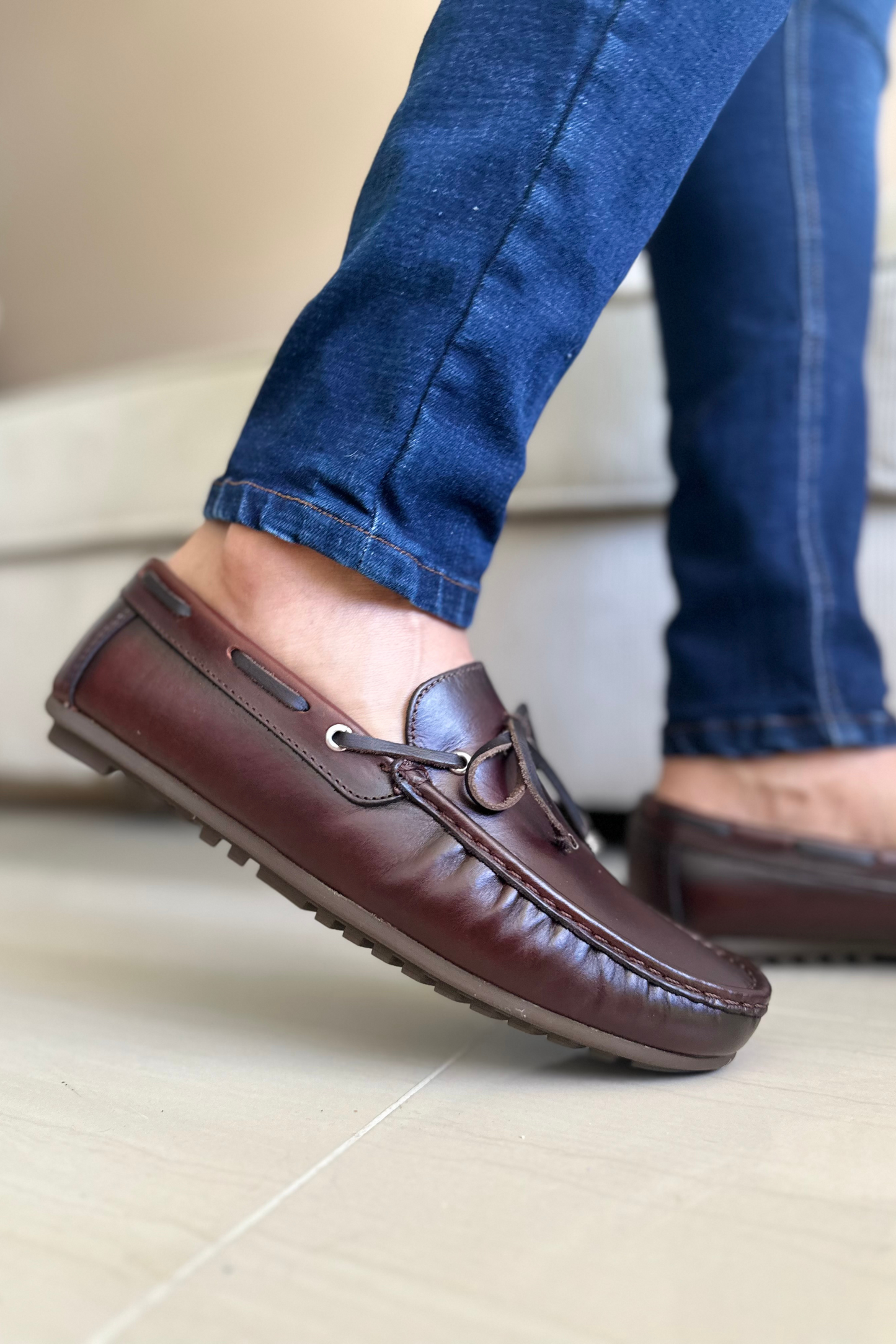 MOCASINES PARA HOMBRE EN CUERO COÑAC REF: TIBANA