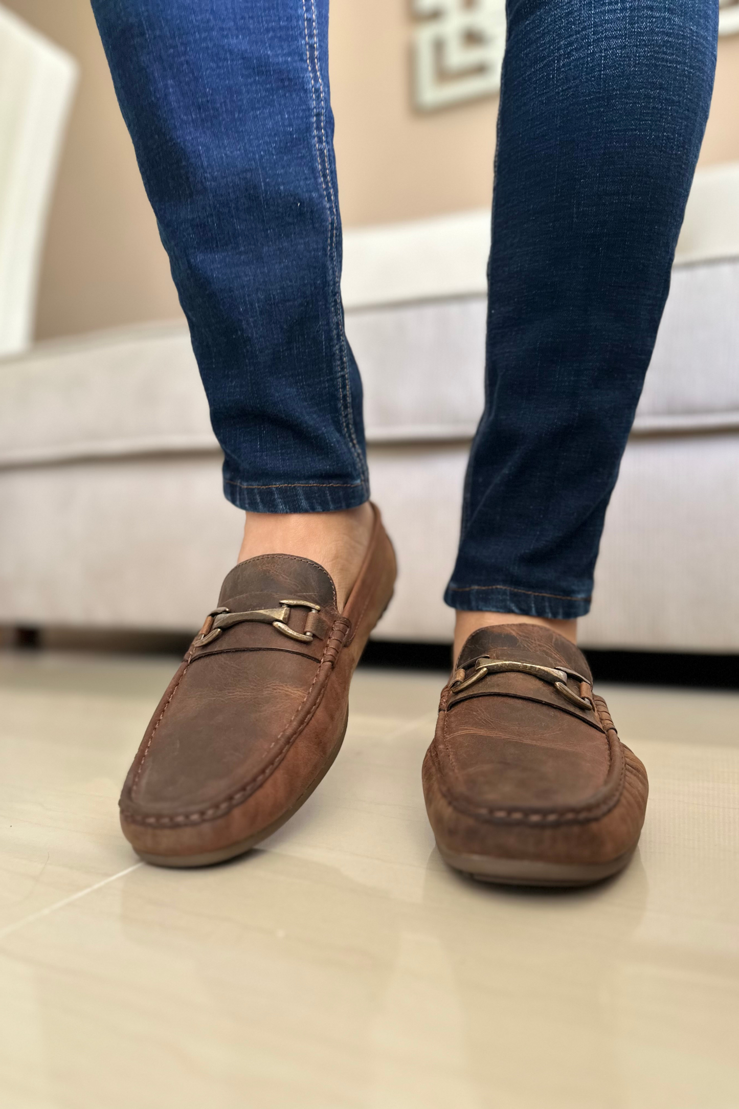 MOCASINES PARA HOMBRE EN CUERO HOJA SECA REF: BRENTFORD