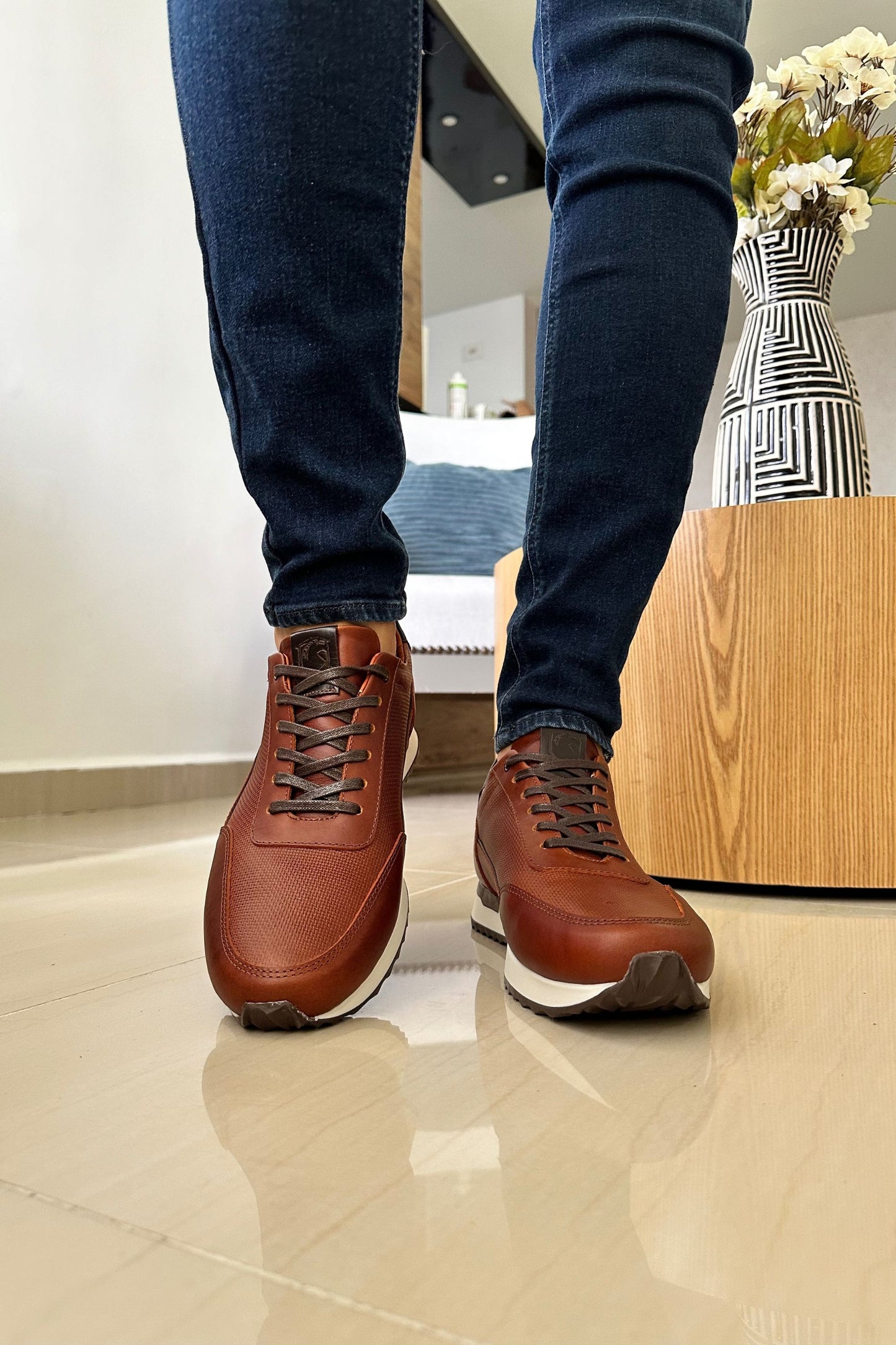 TENIS RYAN EN CUERO COÑAC PARA HOMBRE / TOÑ - 431