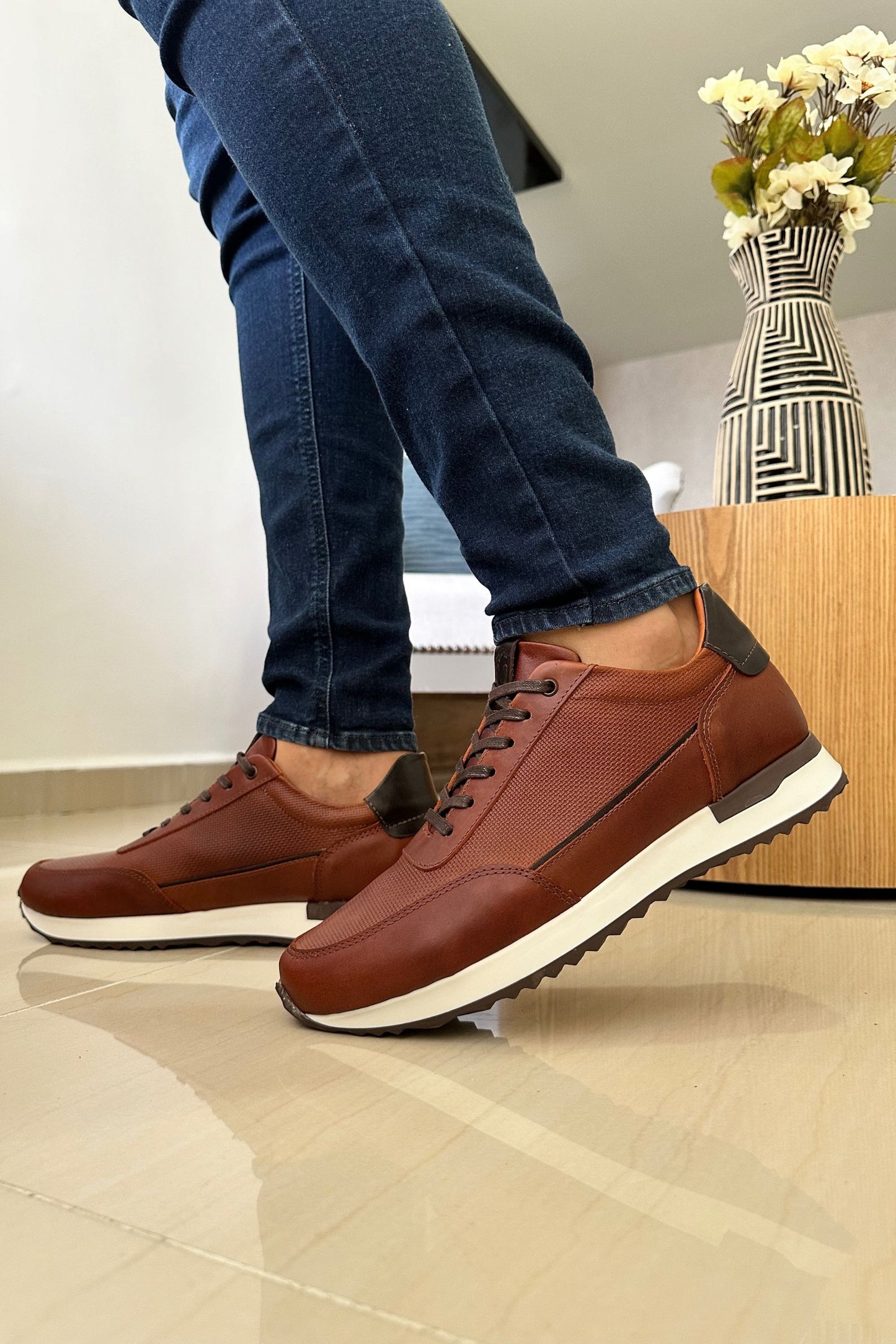 TENIS RYAN EN CUERO COÑAC PARA HOMBRE / TOÑ - 431