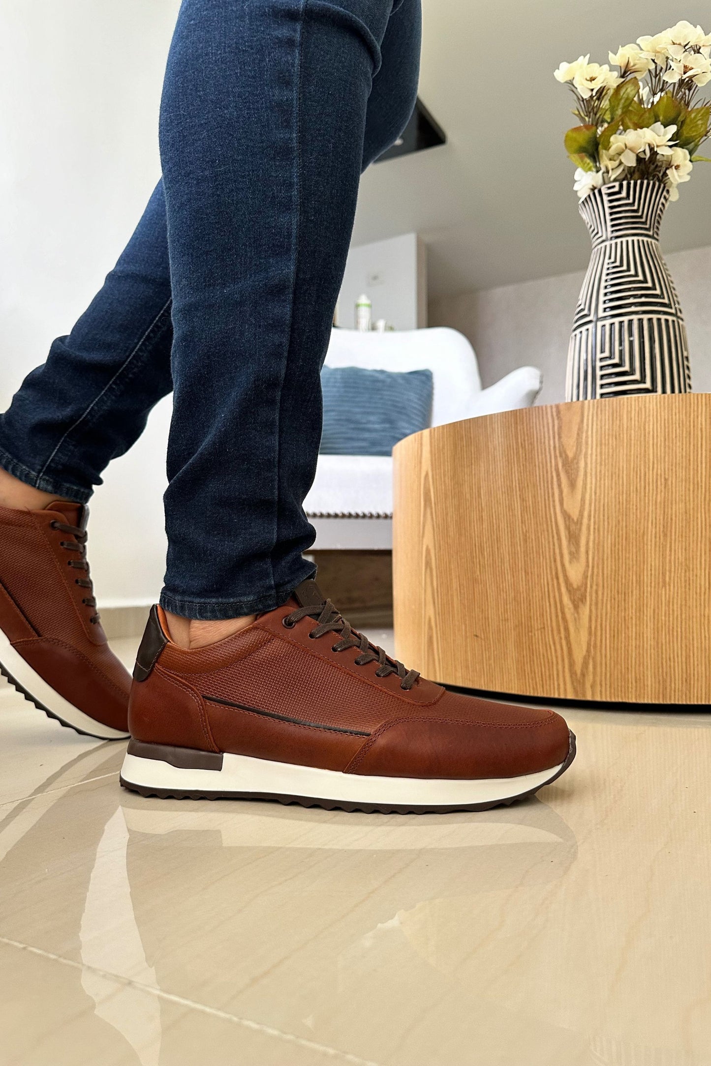TENIS RYAN EN CUERO COÑAC PARA HOMBRE / TOÑ - 431