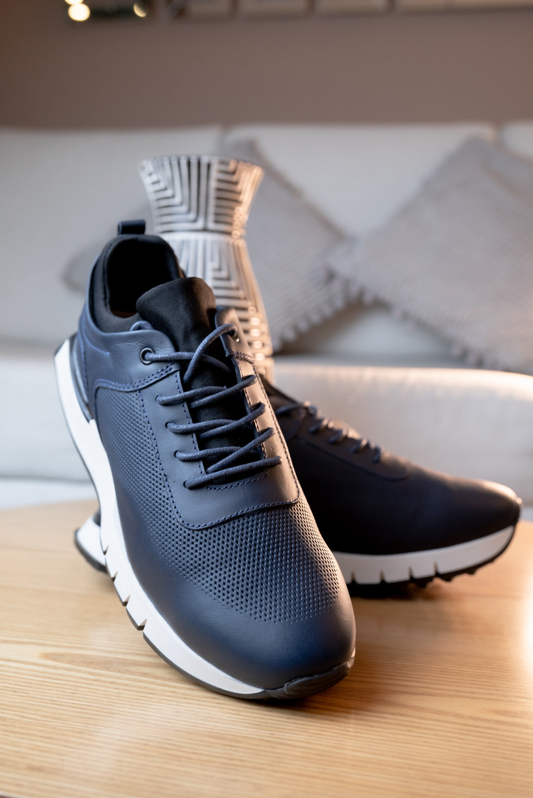 TENIS EN CUERO AZUL PARA HOMBRE / REF: FRED B-91
