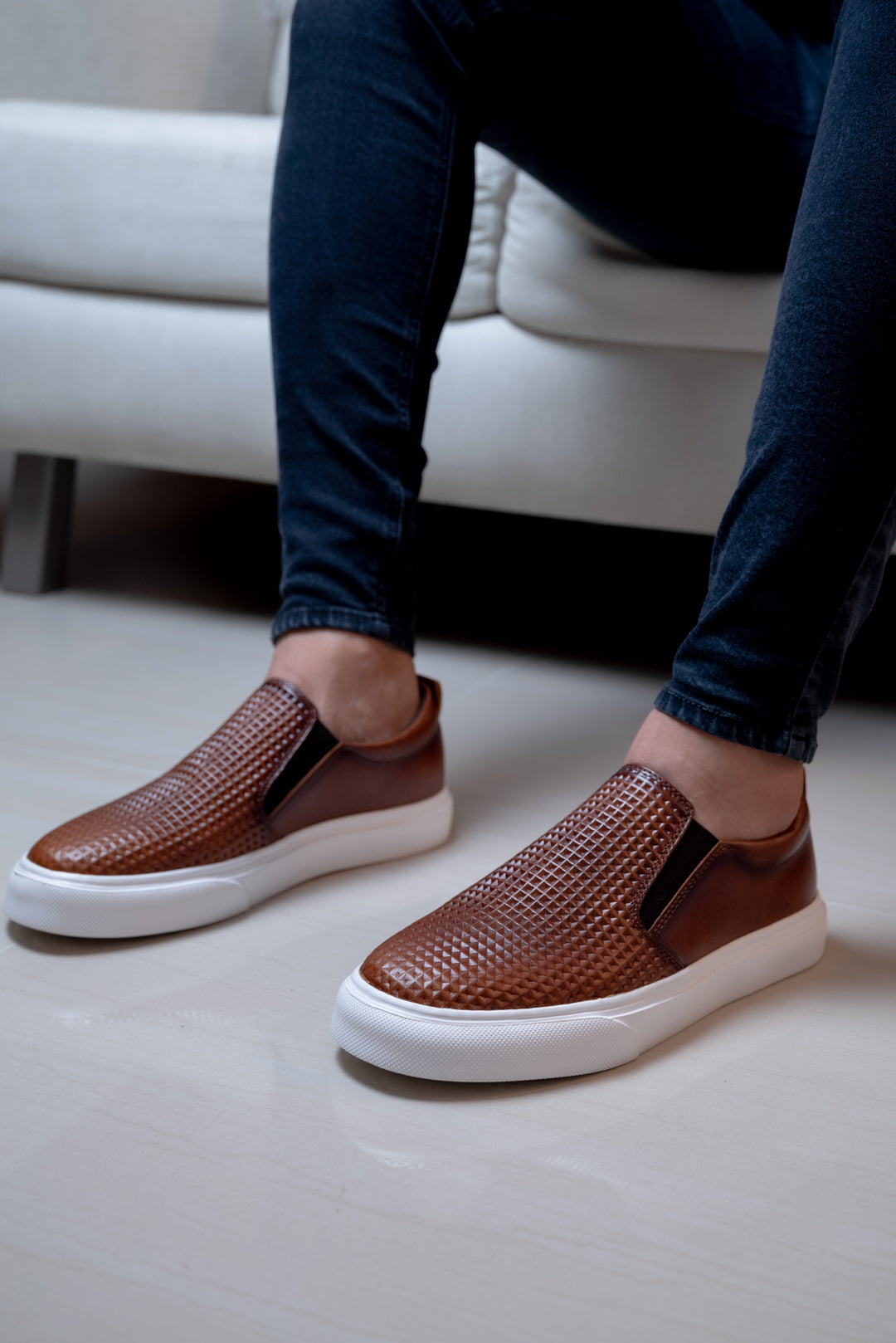 TENIS BEENS EN CUERO MIEL PARA HOMBRE / REF: TOÑ 604