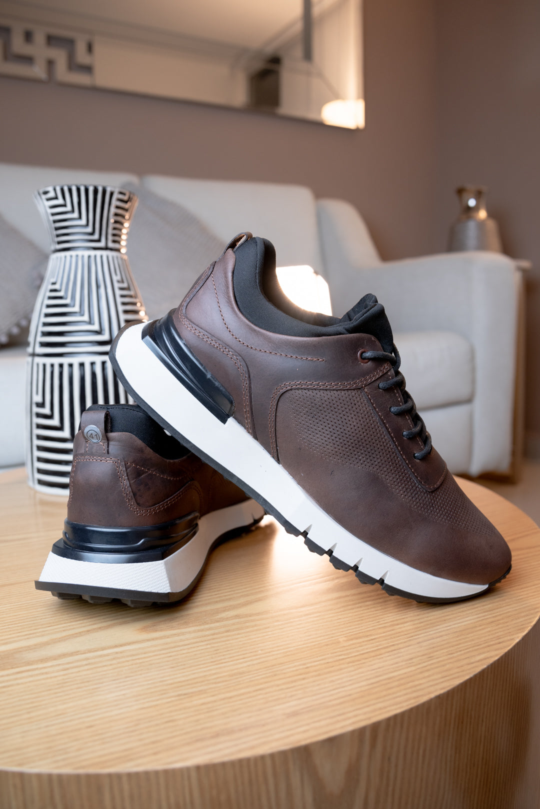 TENIS EN CUERO CAFE PARA HOMBRE / REF: FRED B-91