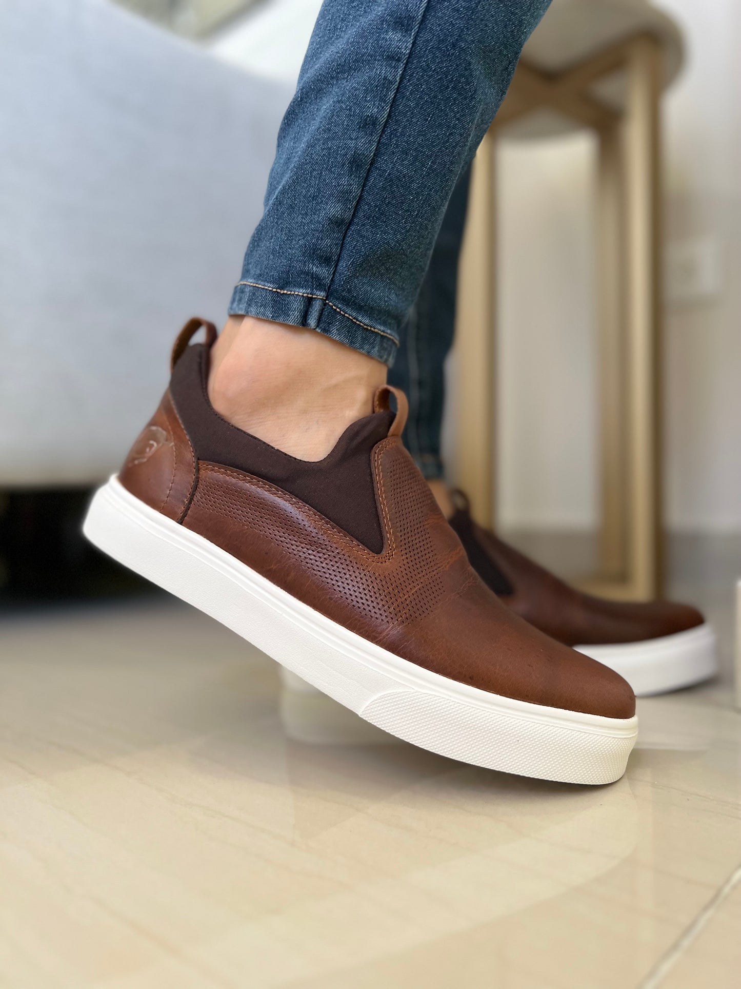 TENIS SLIDER AMIR EN CUERO COÑAC PARA HOMBRE / SPN 2801