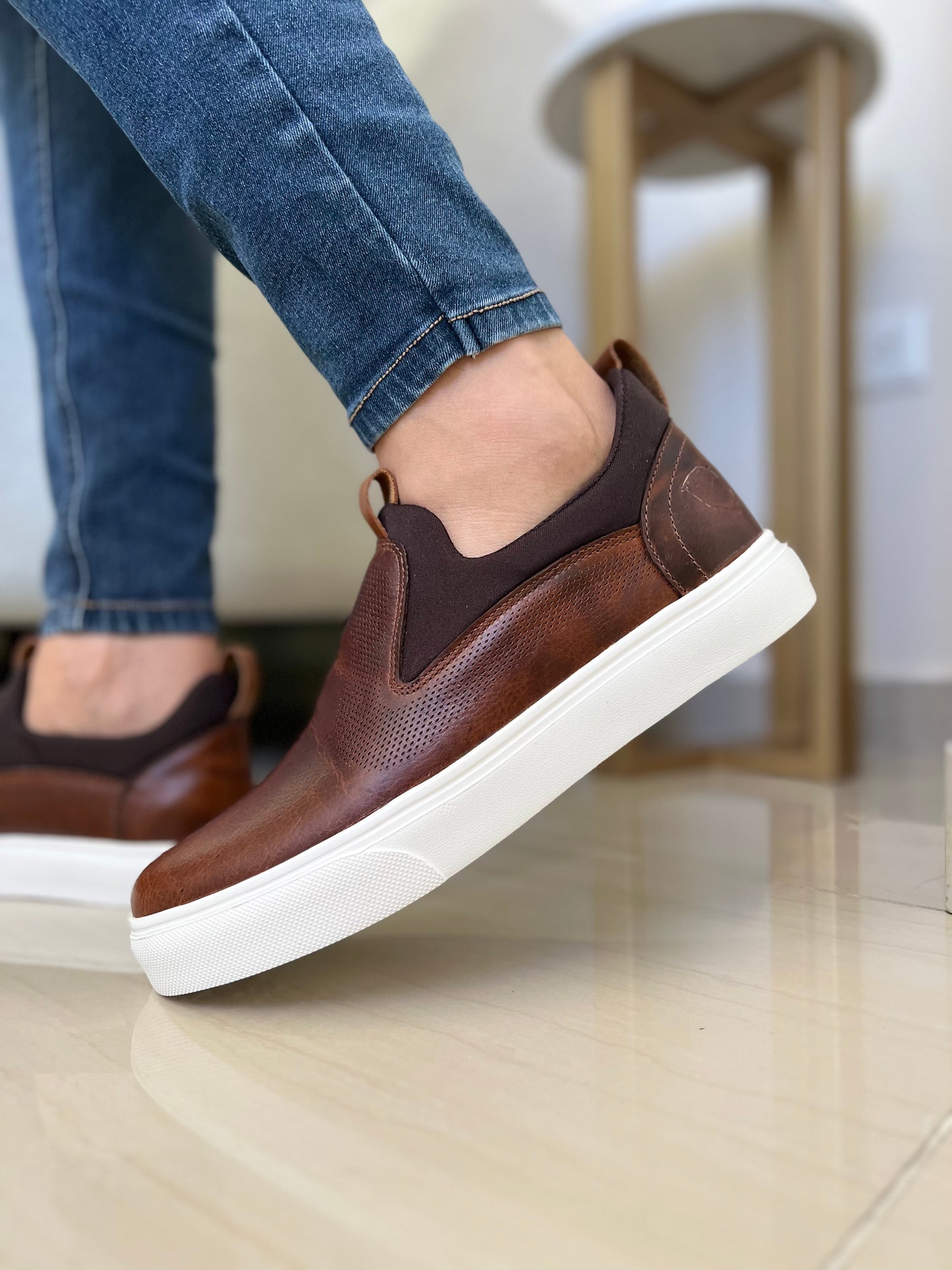 TENIS SLIDER AMIR EN CUERO COÑAC PARA HOMBRE / SPN2801