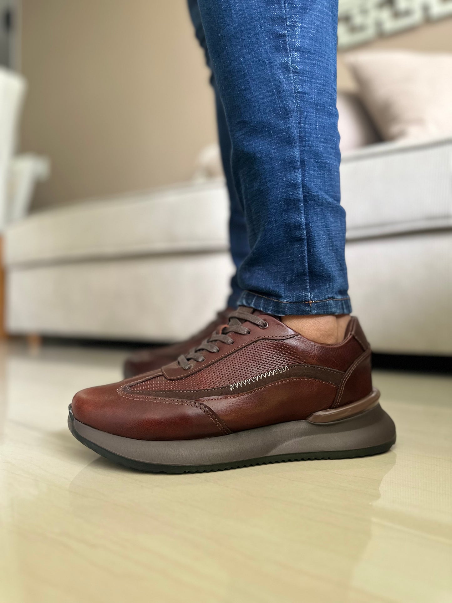 TENIS PARA HOMBRE EN CUERO COÑAC | REF VERMONT