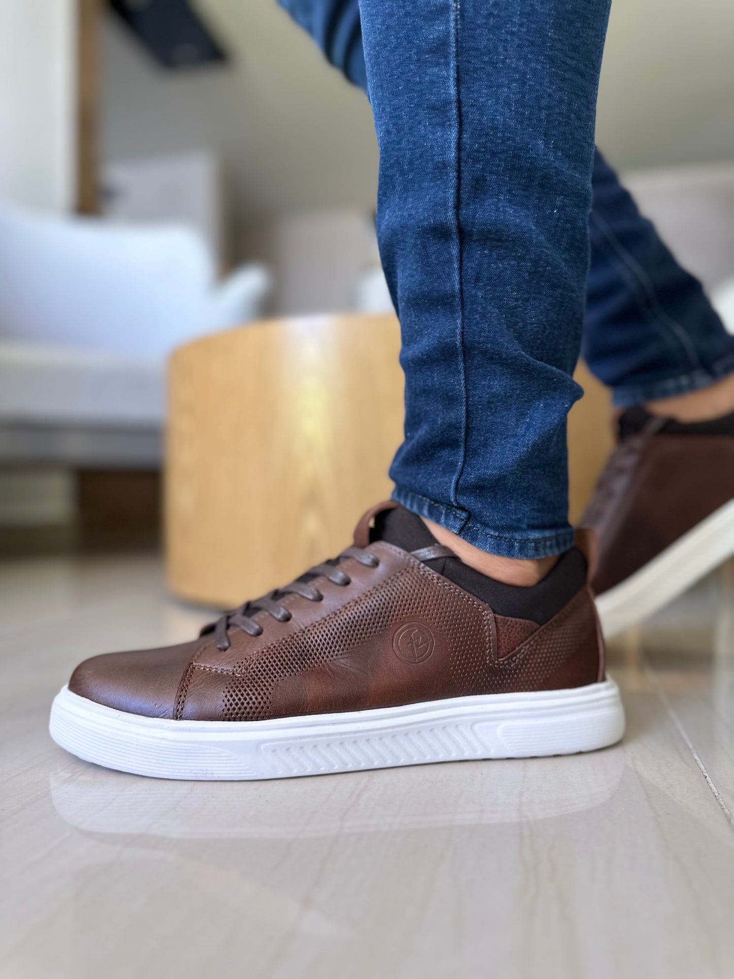 TENIS EVAN EN CUERO COÑAG PARA HOMBRE / SPN 3137