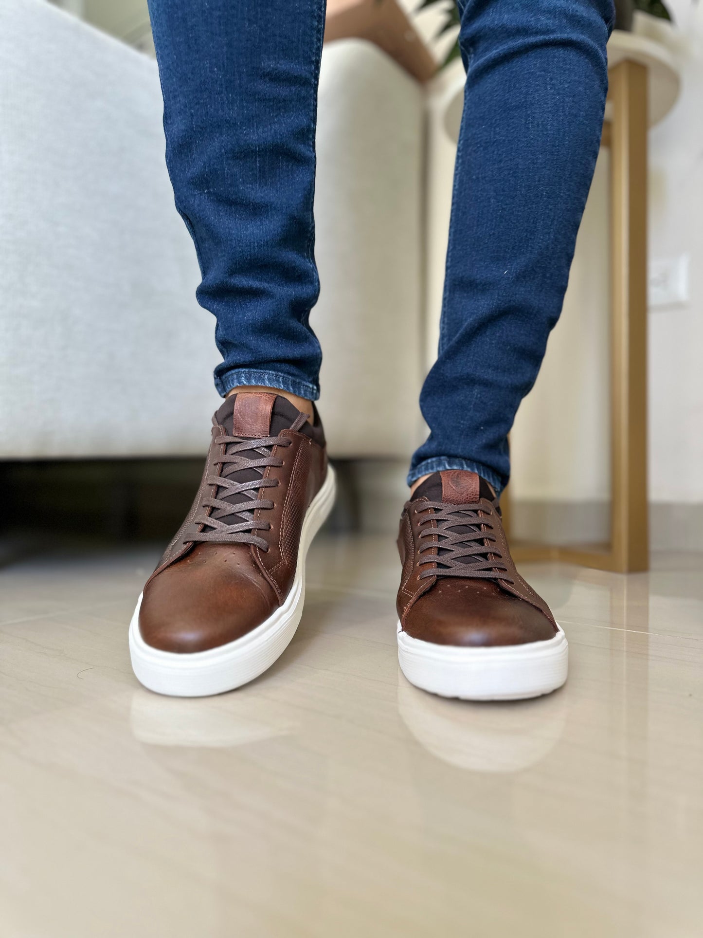TENIS EVAN EN CUERO COÑAG PARA HOMBRE / SPN 3137