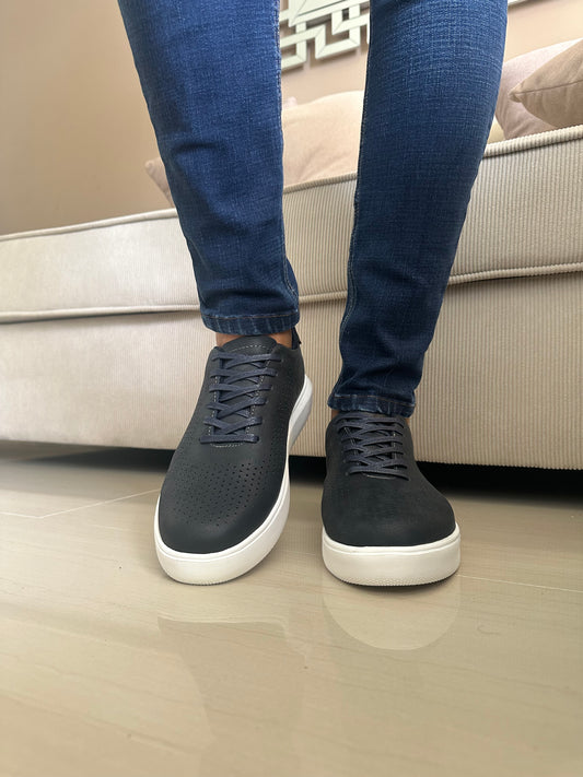 TENIS PARA HOMBRE EN CUERO AZUL REF: BRUSELAS 3202 GLD